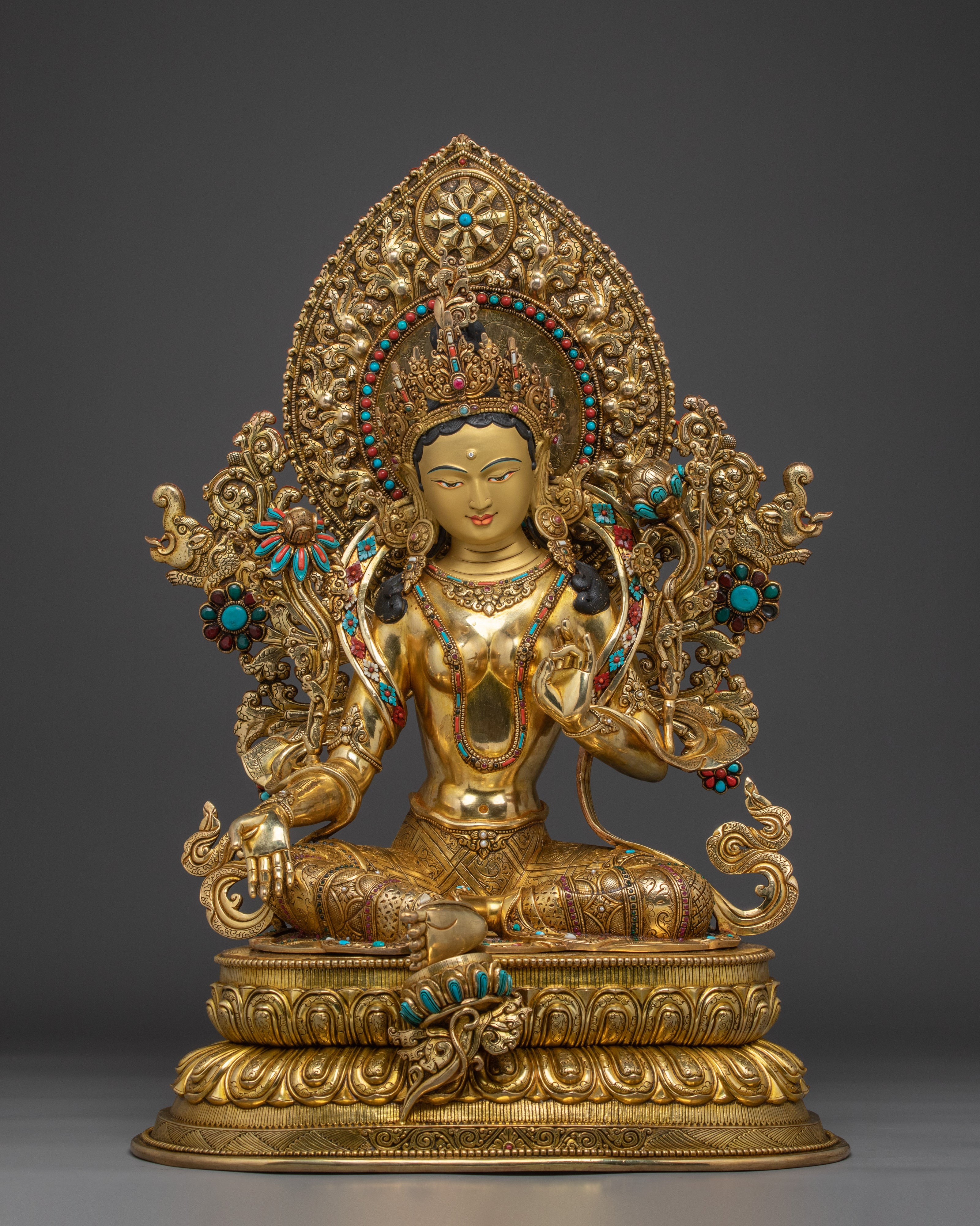 Enlightened Bodhisattva Statue Set | 24K Gold Gilded Copper Statues
