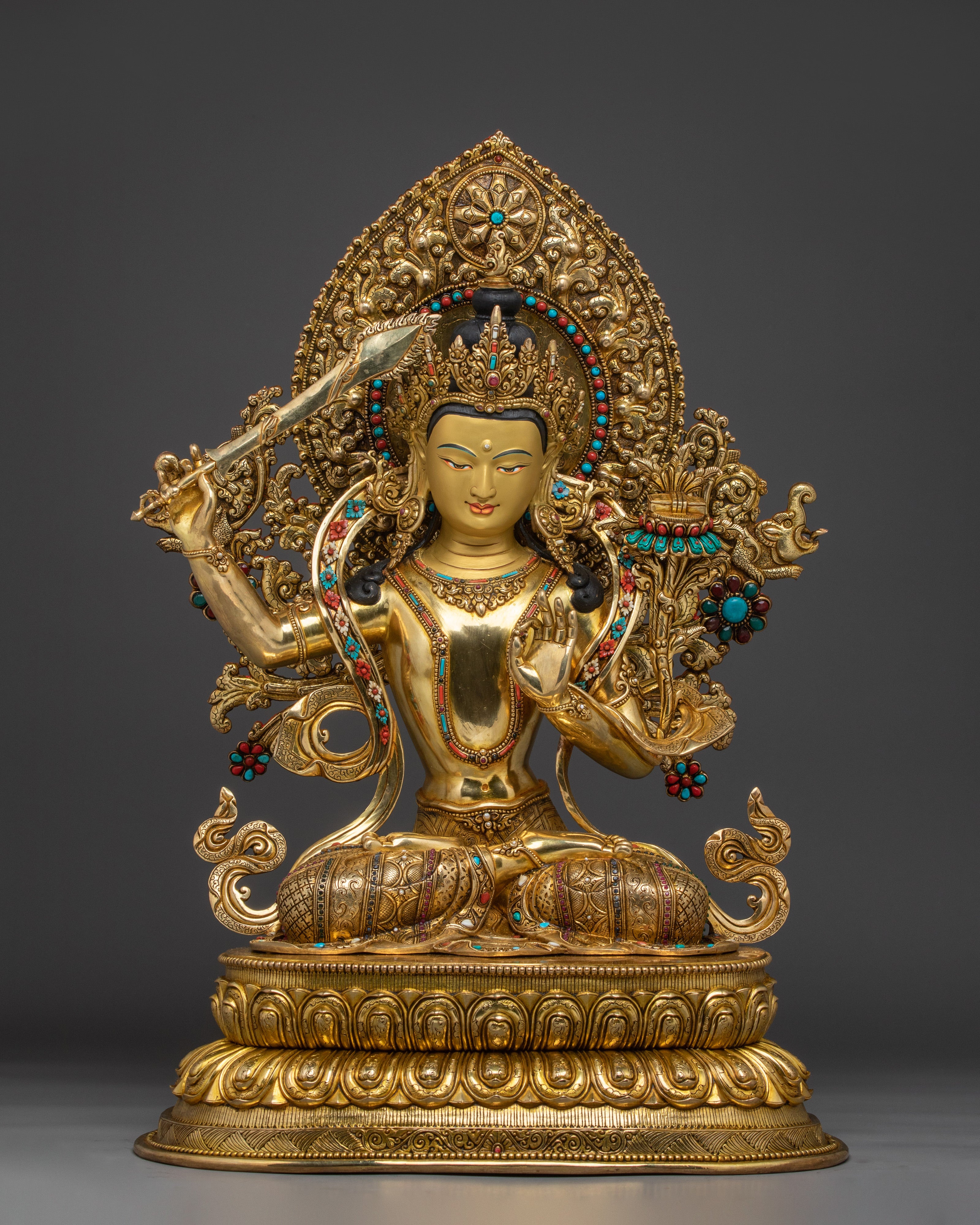Enlightened Bodhisattva Statue Set | 24K Gold Gilded Copper Statues