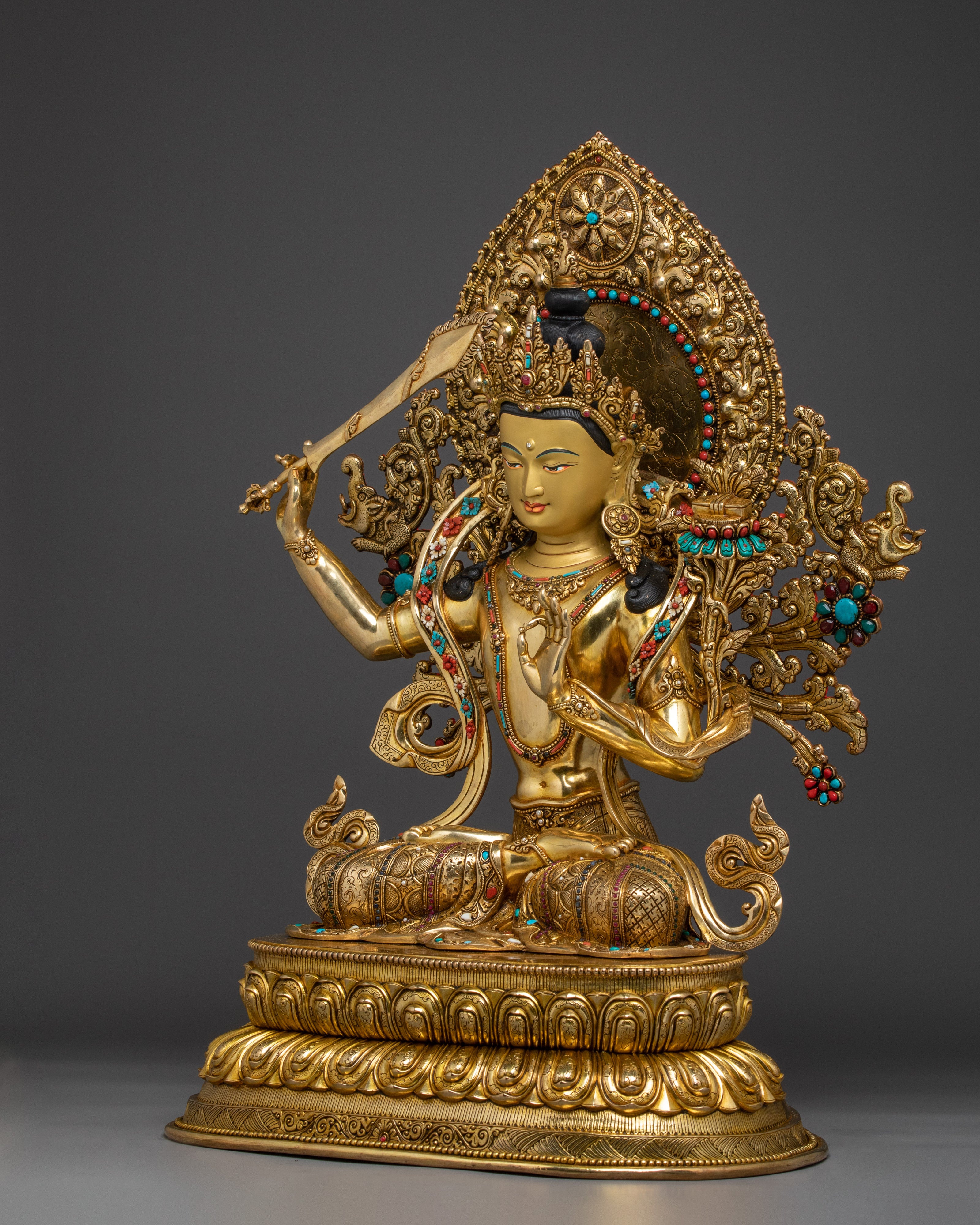 Enlightened Bodhisattva Statue Set | 24K Gold Gilded Copper Statues