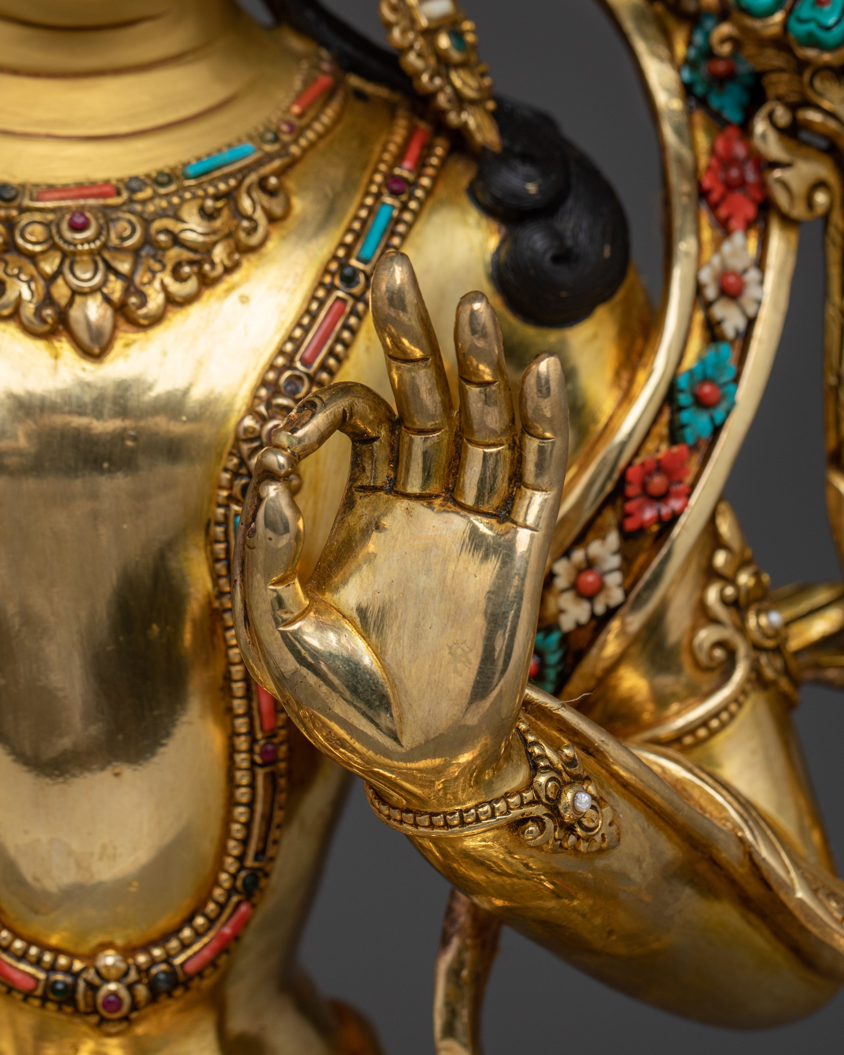 Enlightened Bodhisattva Statue Set | 24K Gold Gilded Copper Statues