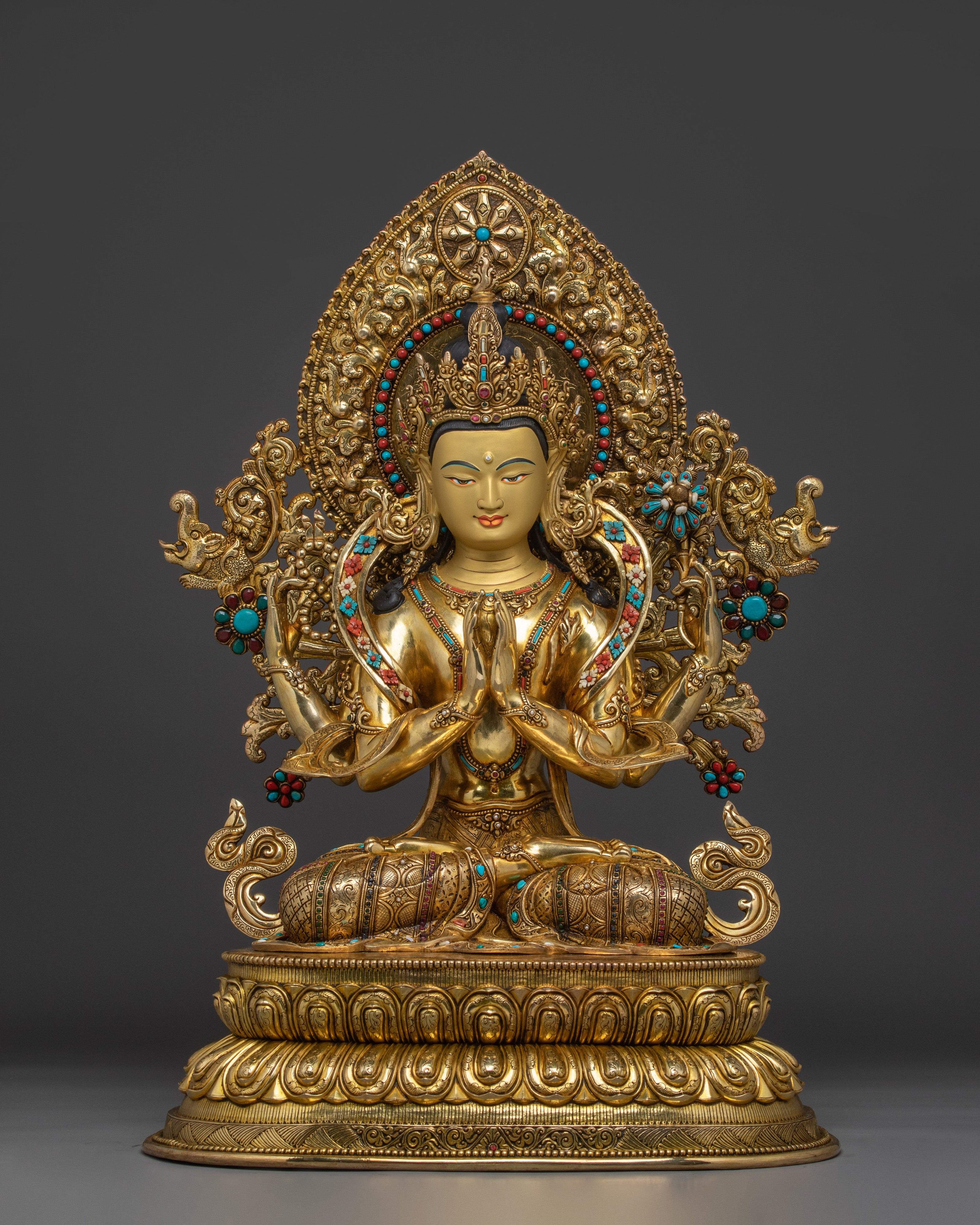Enlightened Bodhisattva Statue Set | 24K Gold Gilded Copper Statues