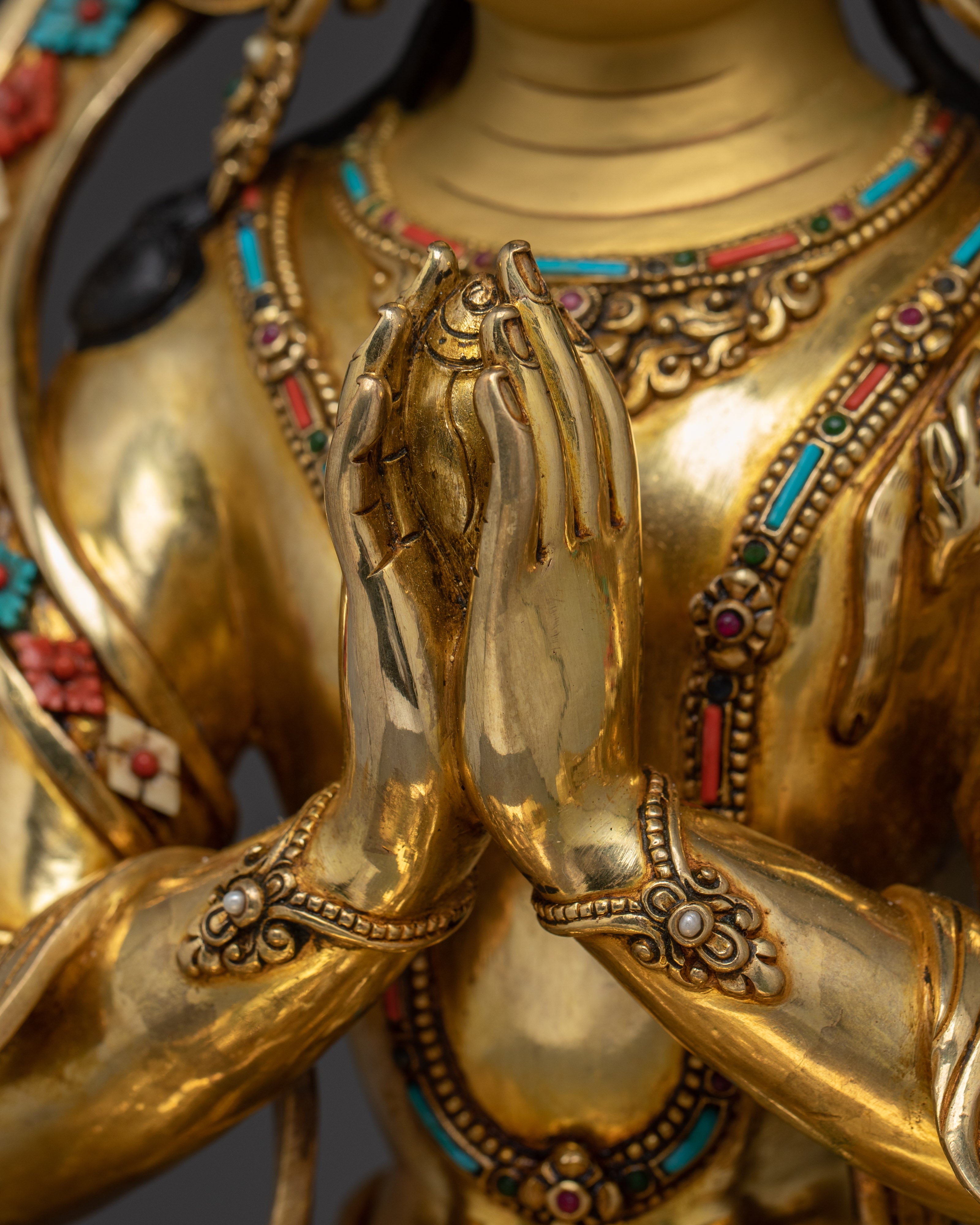 Enlightened Bodhisattva Statue Set | 24K Gold Gilded Copper Statues