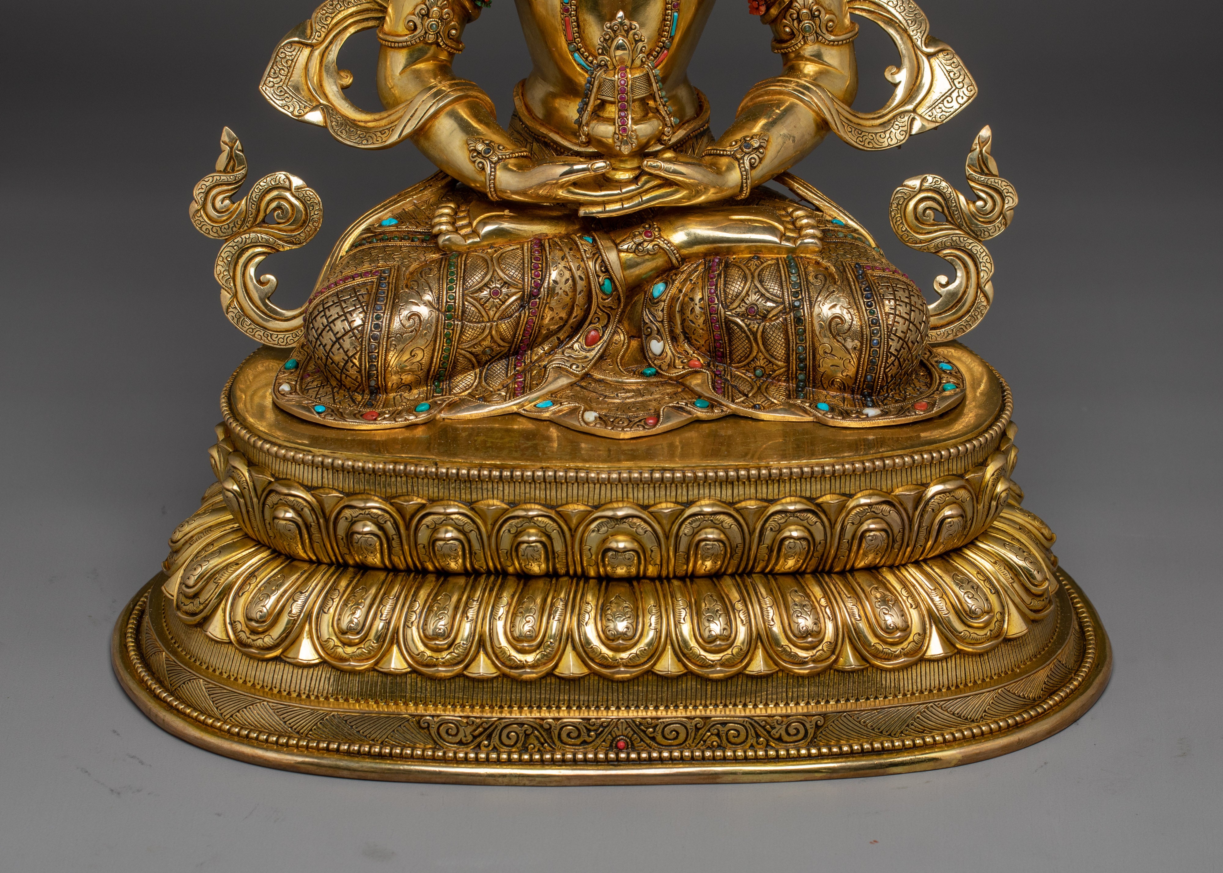 Enlightened Bodhisattva Statue Set | 24K Gold Gilded Copper Statues
