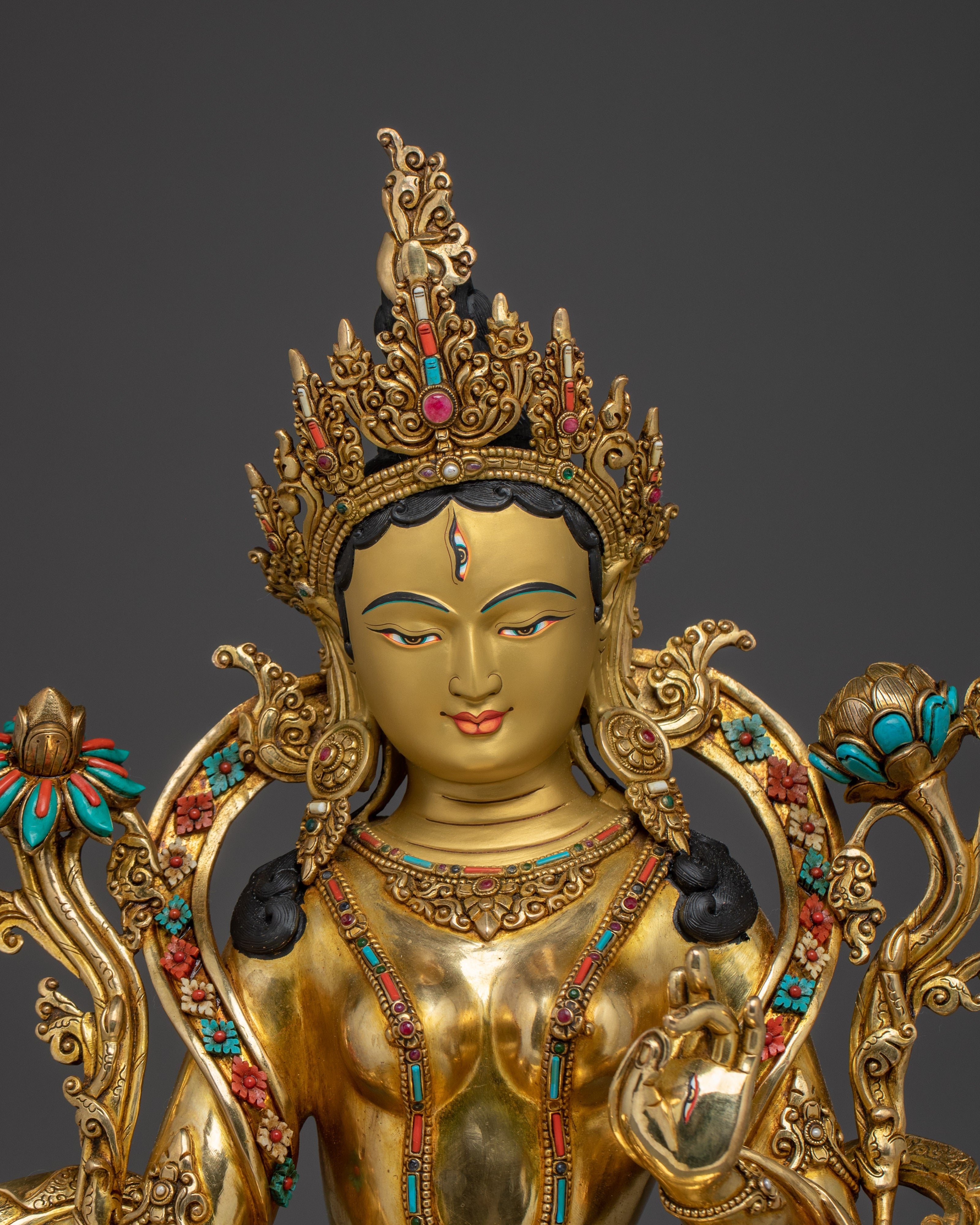 Enlightened Bodhisattva Statue Set | 24K Gold Gilded Copper Statues