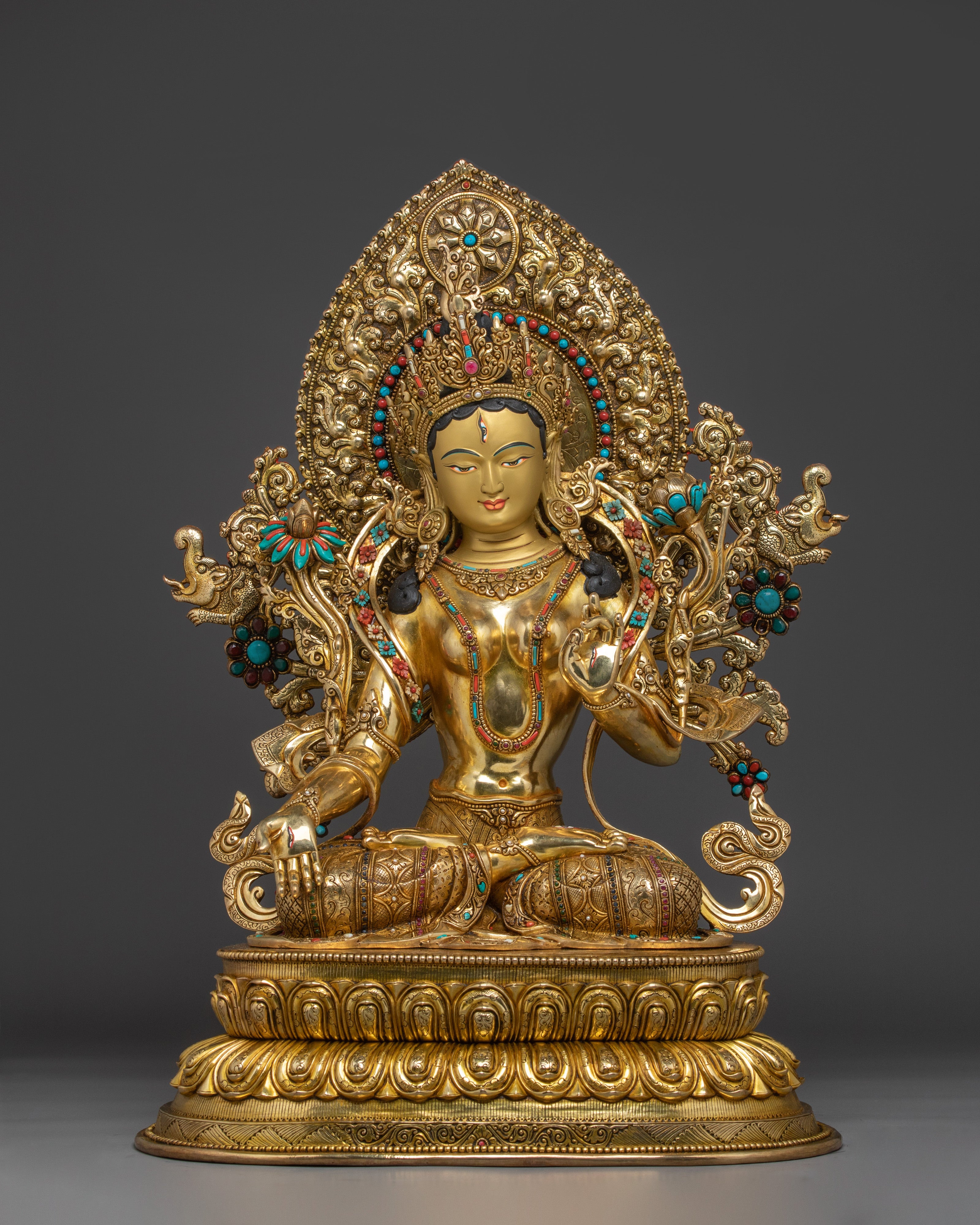 Enlightened Bodhisattva Statue Set | 24K Gold Gilded Copper Statues