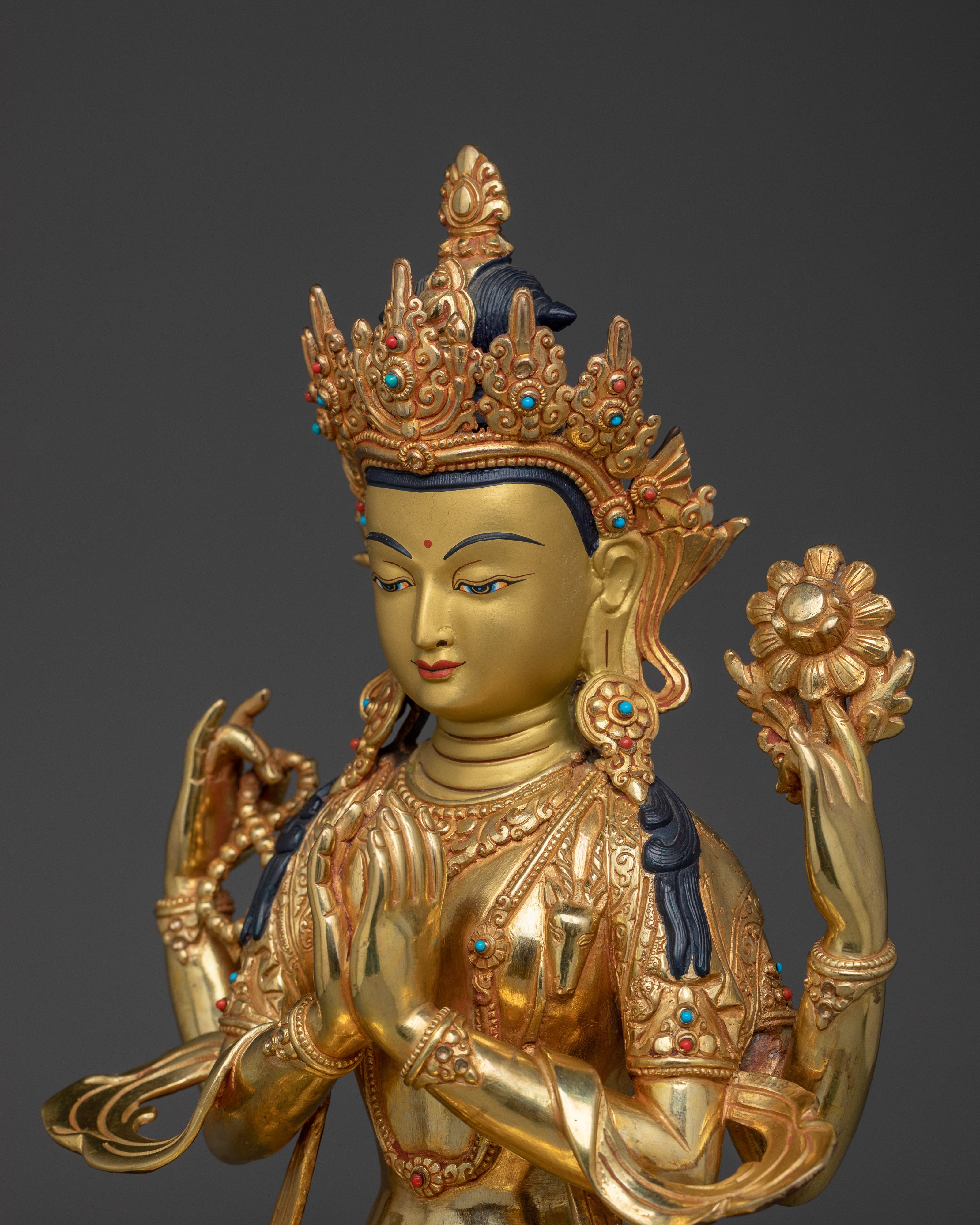 Compassion Lord Chenrezig Statue | Avalokiteshvara Serene Figurine