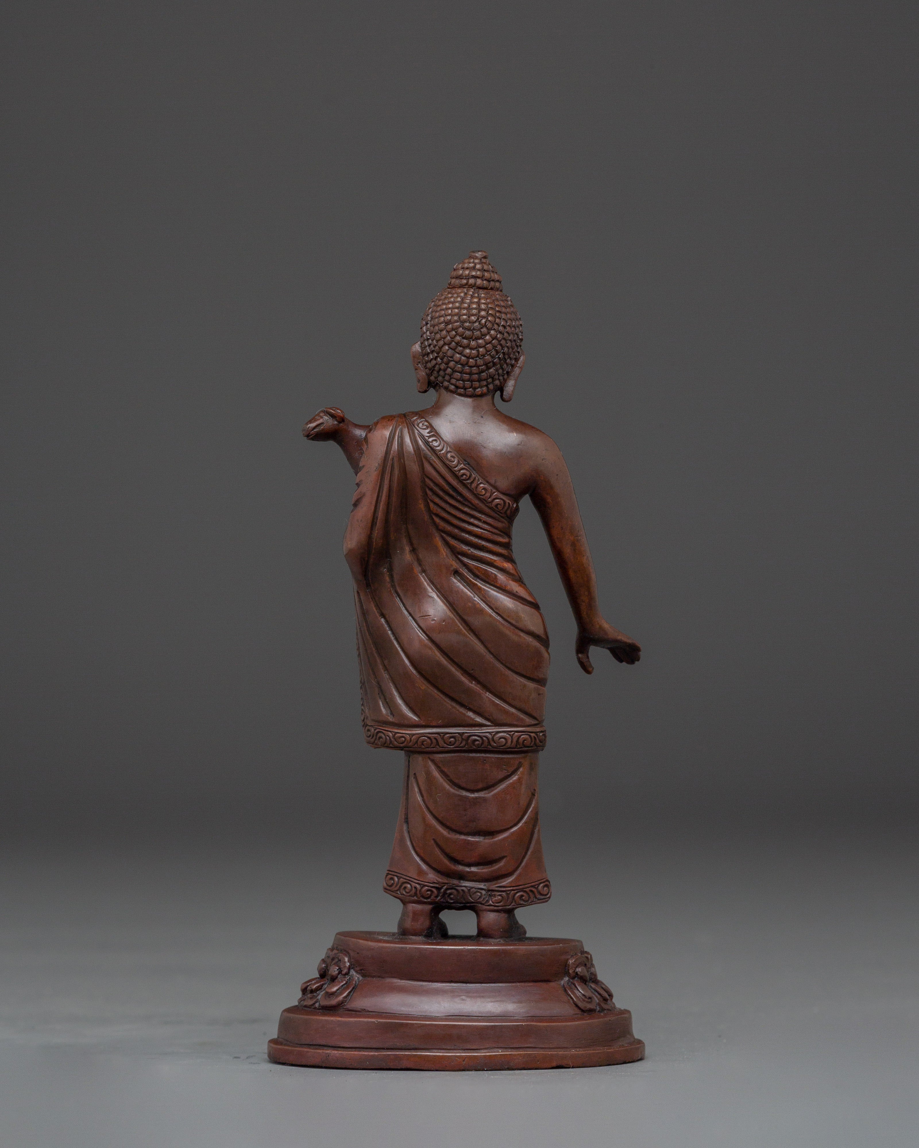Standing Buddha Holding a Calf Statue | Unique Buddhist Statue