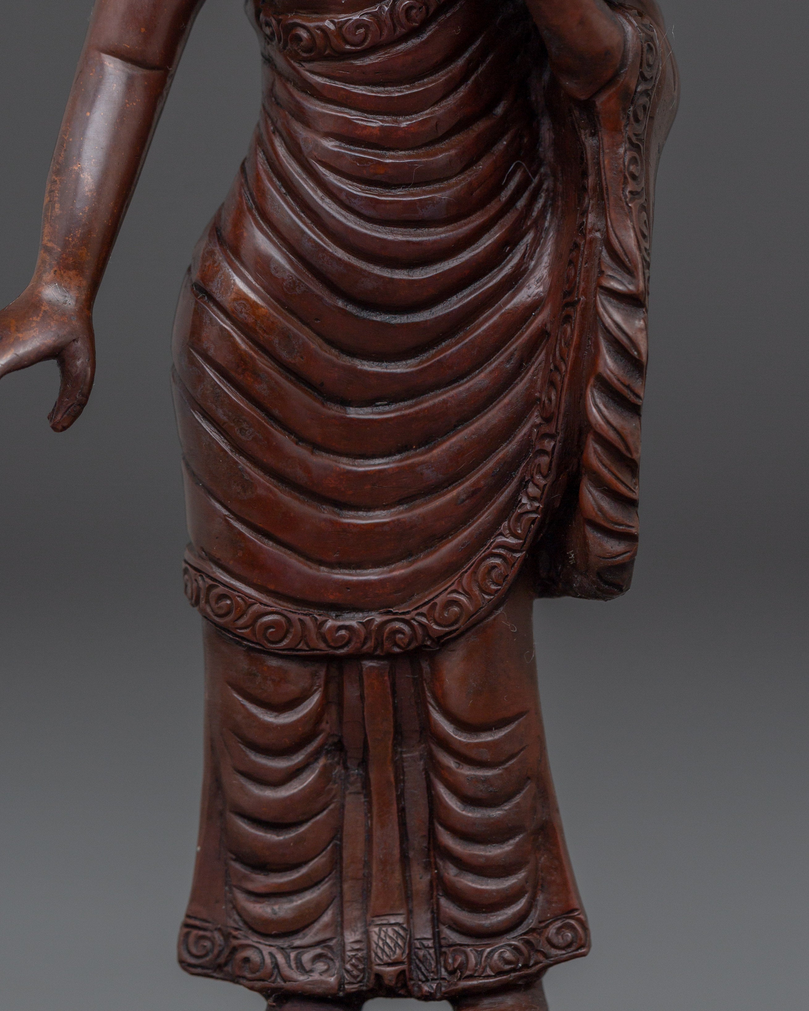 Standing Buddha Holding a Calf Statue | Unique Buddhist Statue