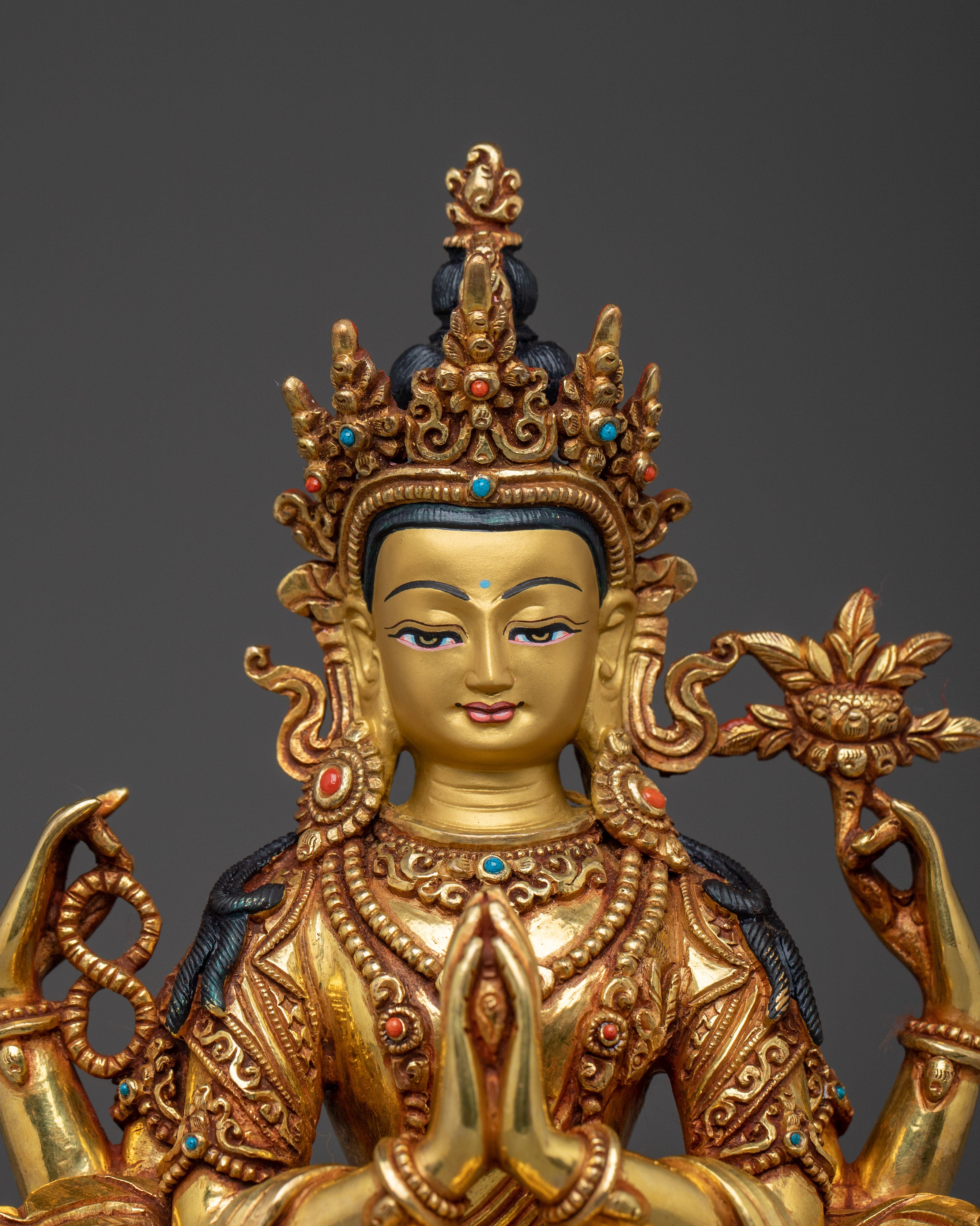 Nepalese Chenrezig Statue | Bodhisattva Art for Altar Decor