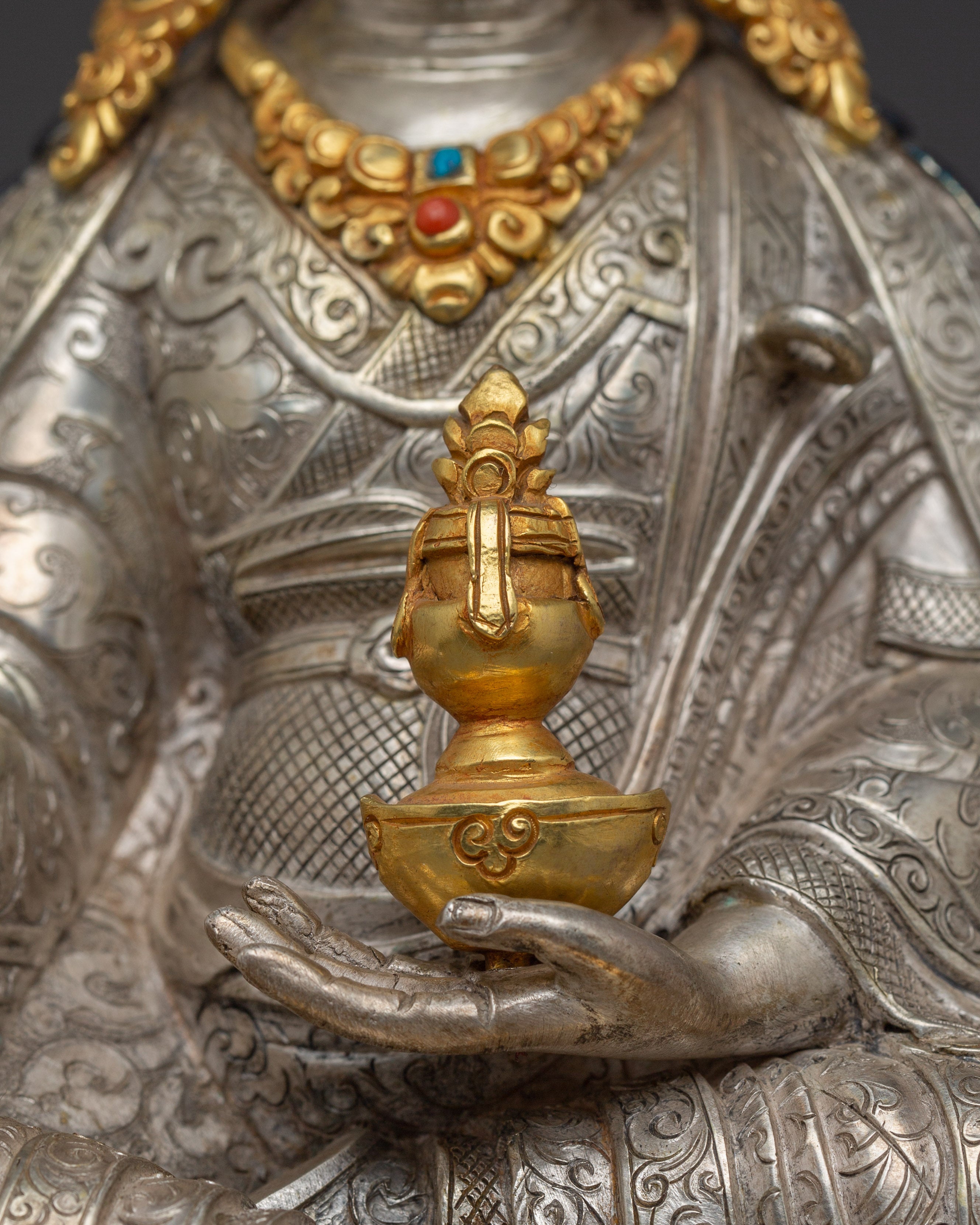 Majestic Silver Guru Rinpoche Statue | Precious Guru Padmasambhava