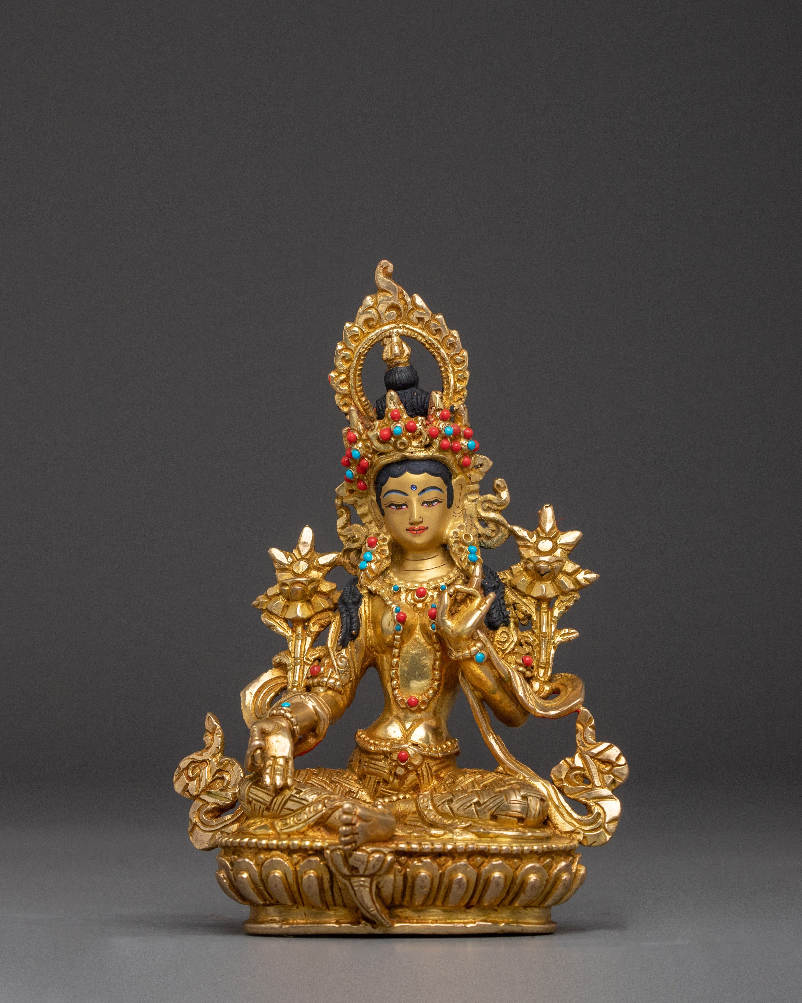 Golden Bodhisattva Statue Set | Tibetan Buddhism Five Enlightened Beings