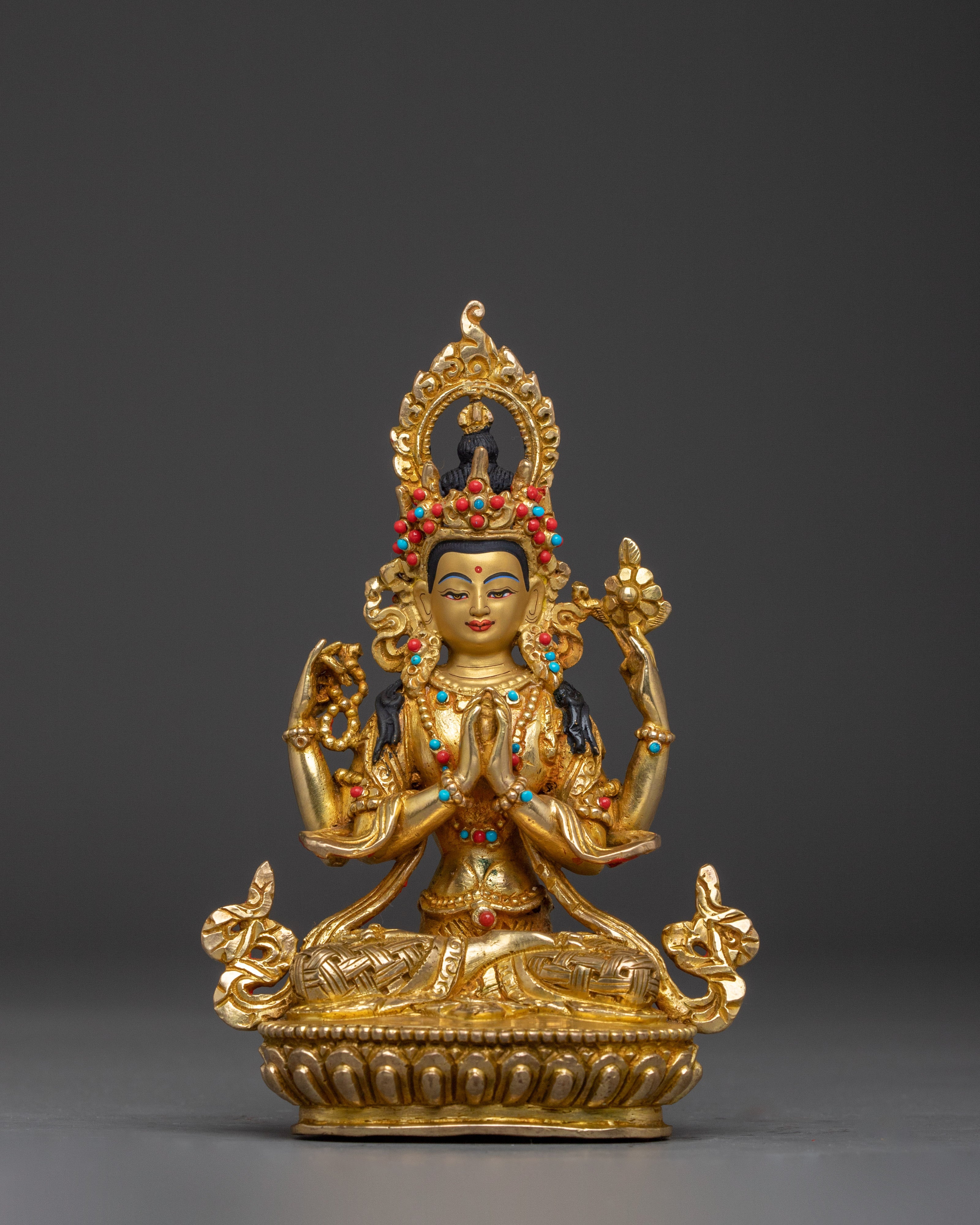 Golden Bodhisattva Statue Set | Tibetan Buddhism Five Enlightened Beings