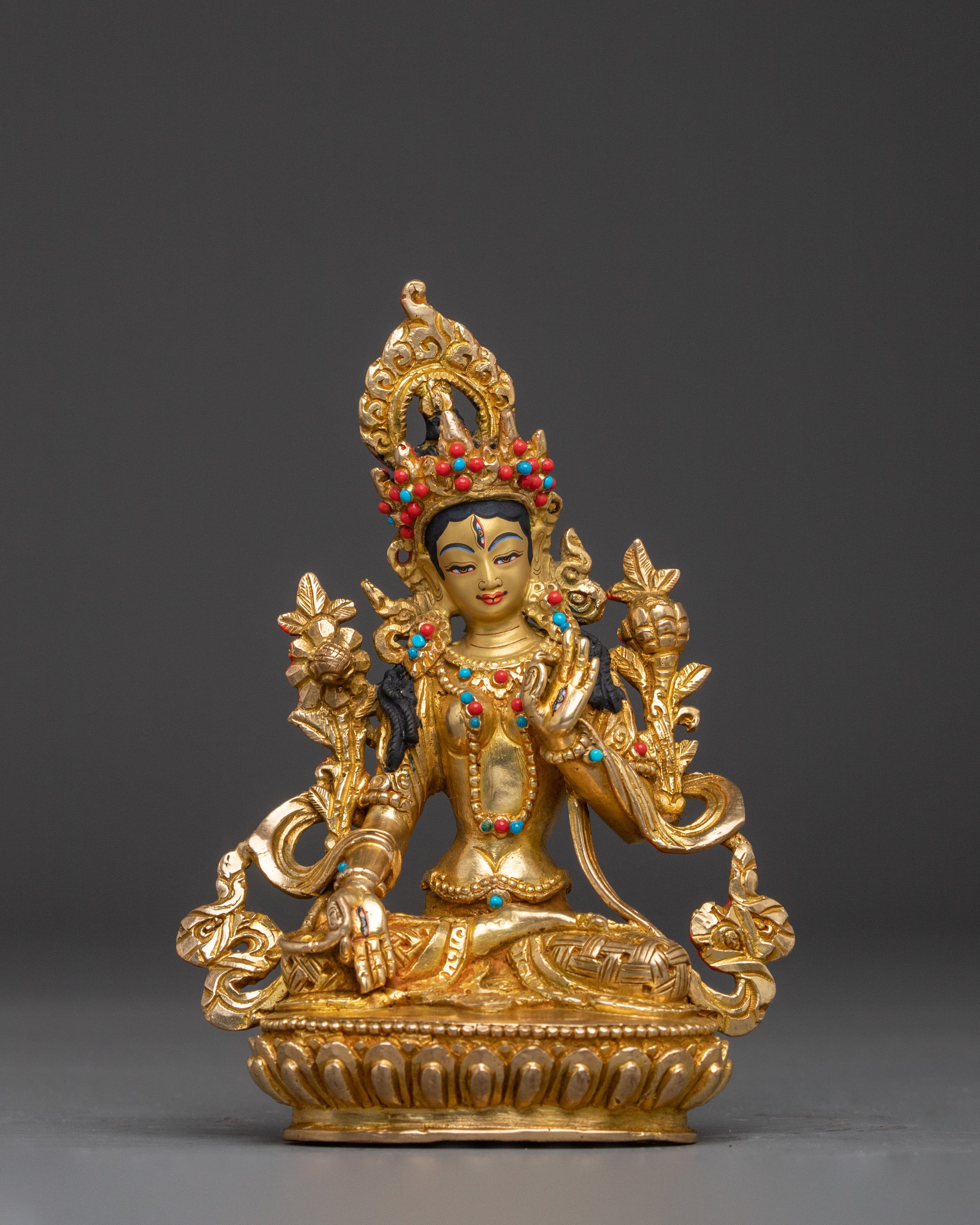 Golden Bodhisattva Statue Set | Tibetan Buddhism Five Enlightened Beings