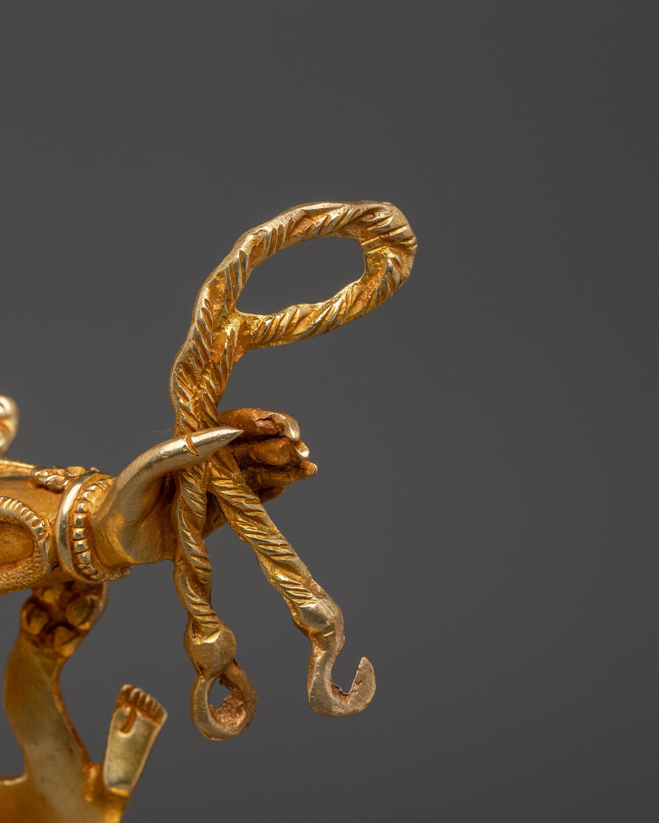 13” Handmade Danda Pani Statue | 24K Gold-Gilded Copper Guardian Deity