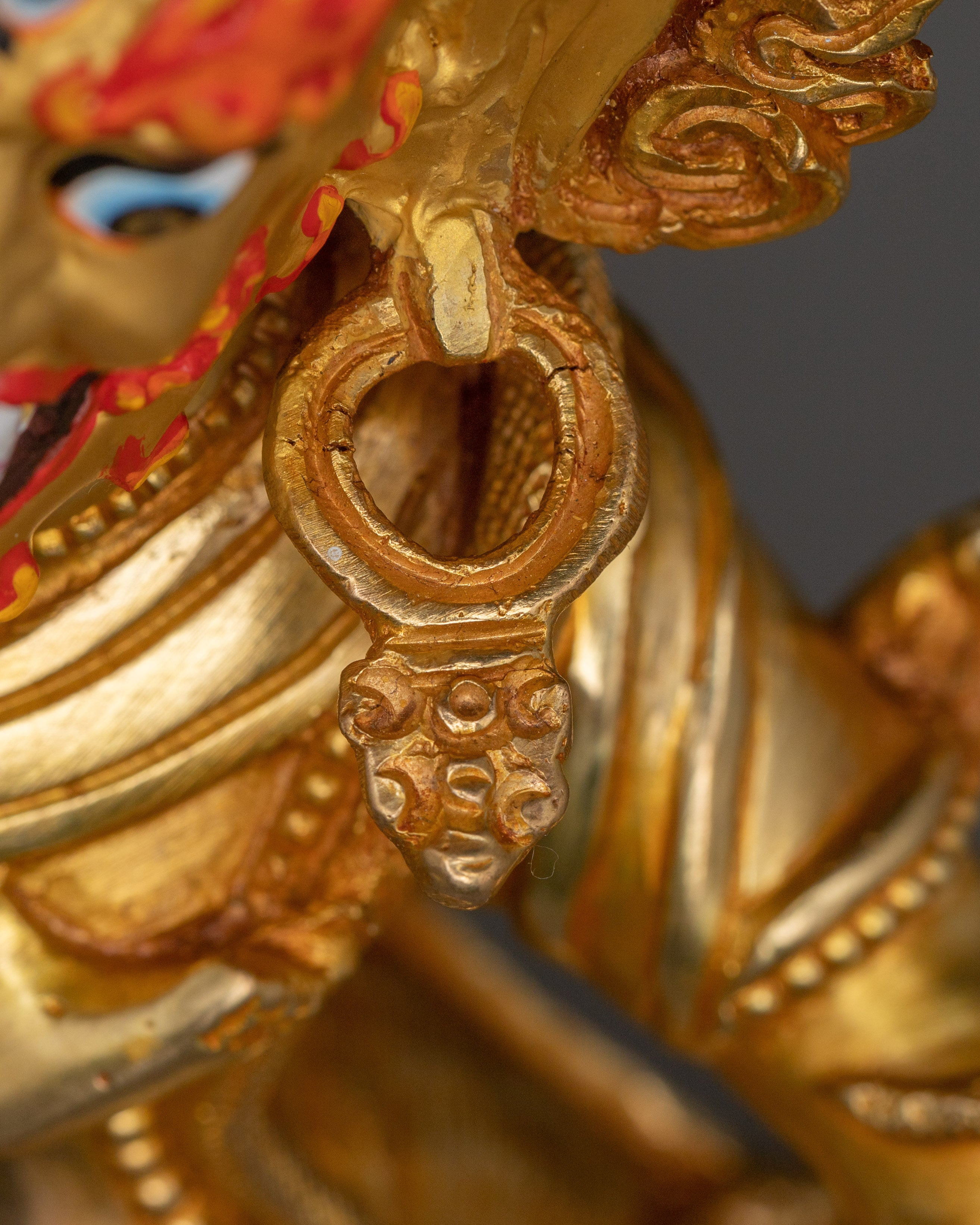 13” Handmade Danda Pani Statue | 24K Gold-Gilded Copper Guardian Deity