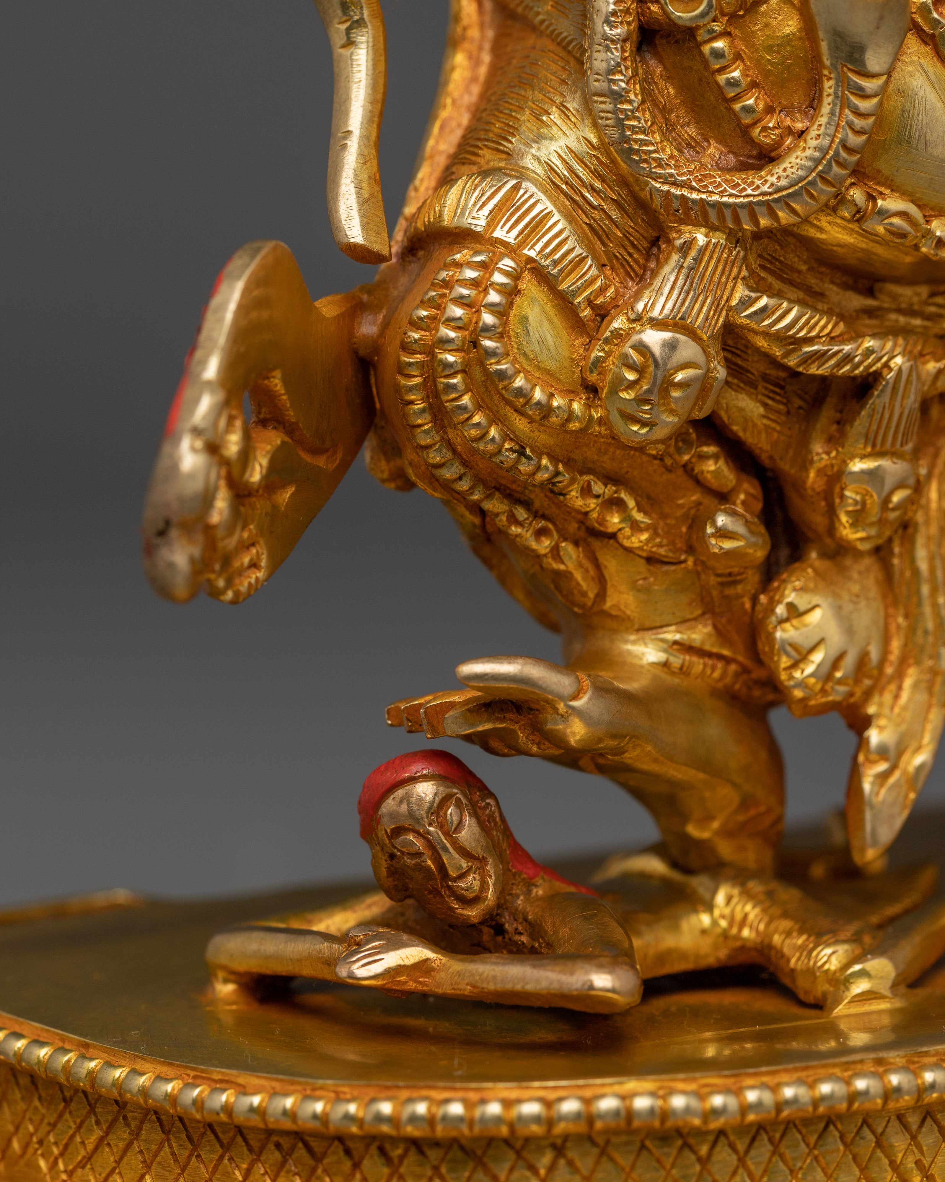 13” Handmade Danda Pani Statue | 24K Gold-Gilded Copper Guardian Deity