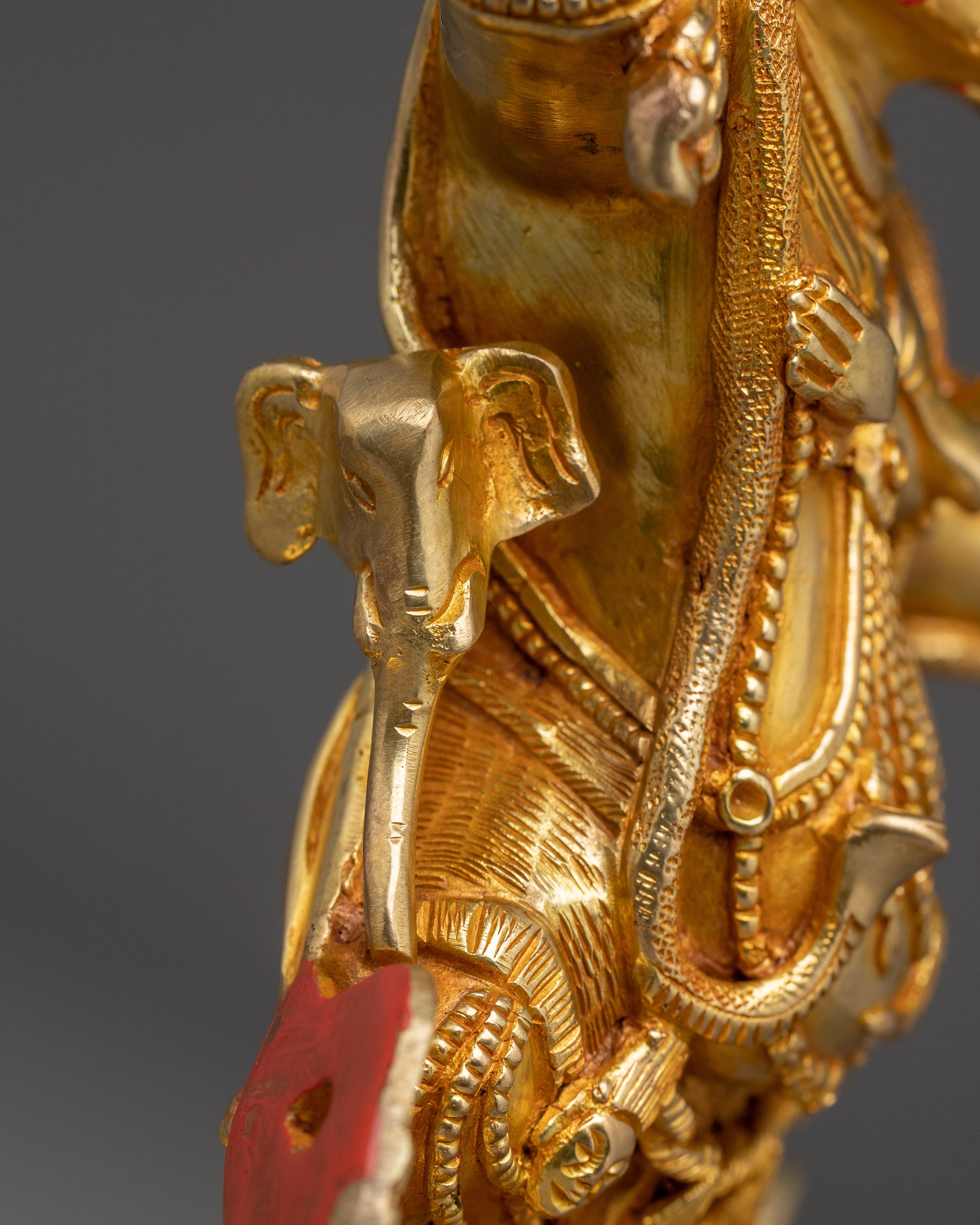 13” Handmade Danda Pani Statue | 24K Gold-Gilded Copper Guardian Deity