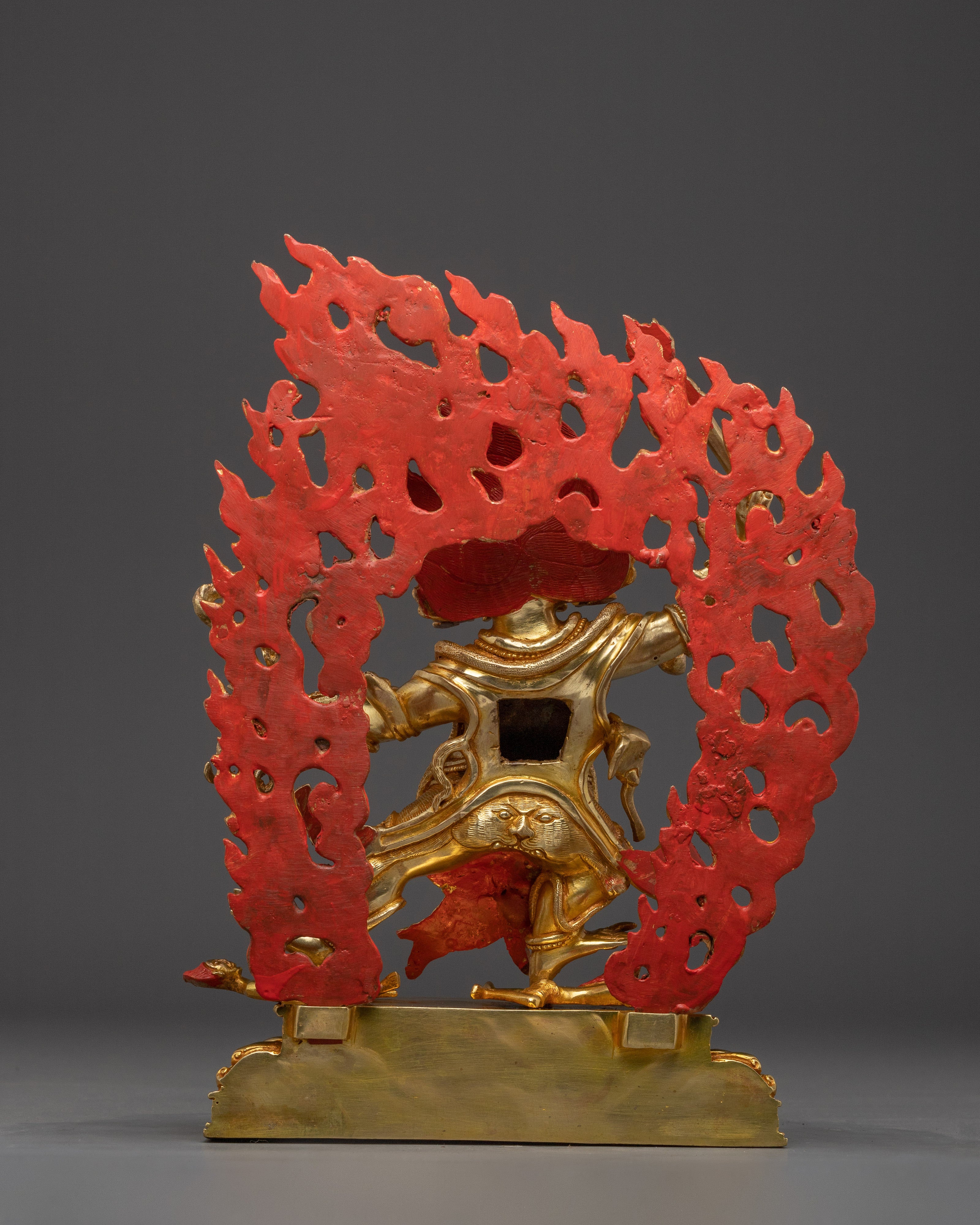 13” Handmade Danda Pani Statue | 24K Gold-Gilded Copper Guardian Deity