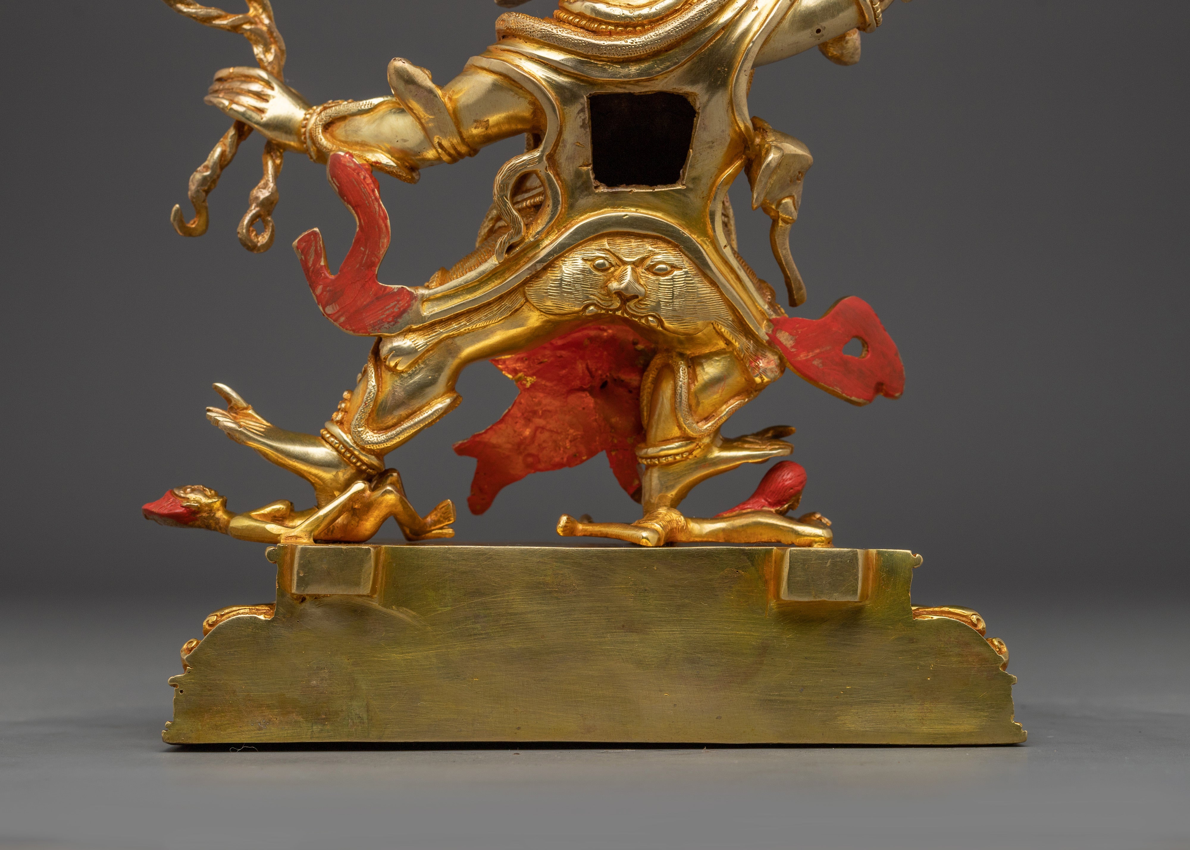 13” Handmade Danda Pani Statue | 24K Gold-Gilded Copper Guardian Deity