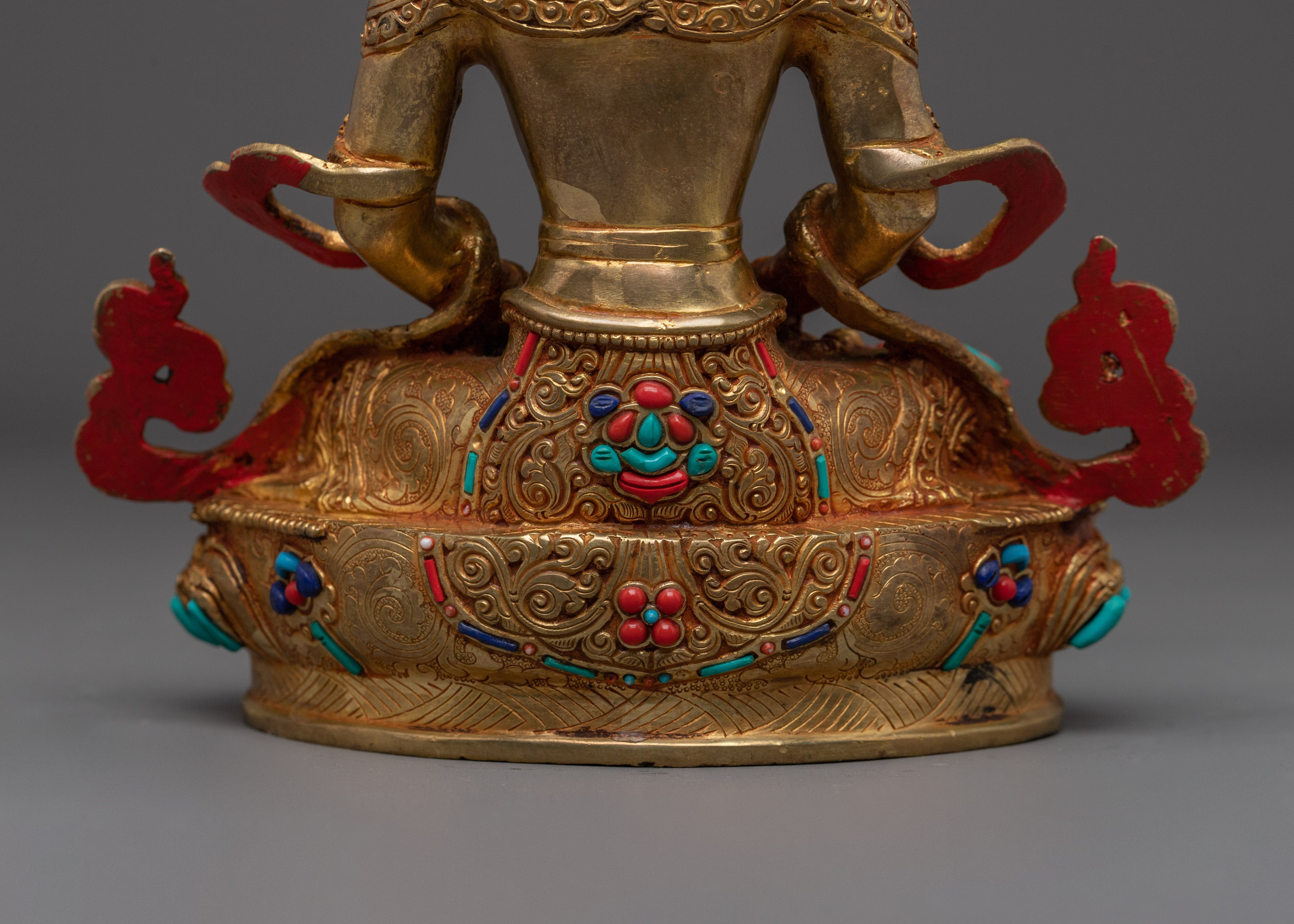 Golden Amitayus Figurine "Buddha of Infinite Light" | Home Decor for Meditation