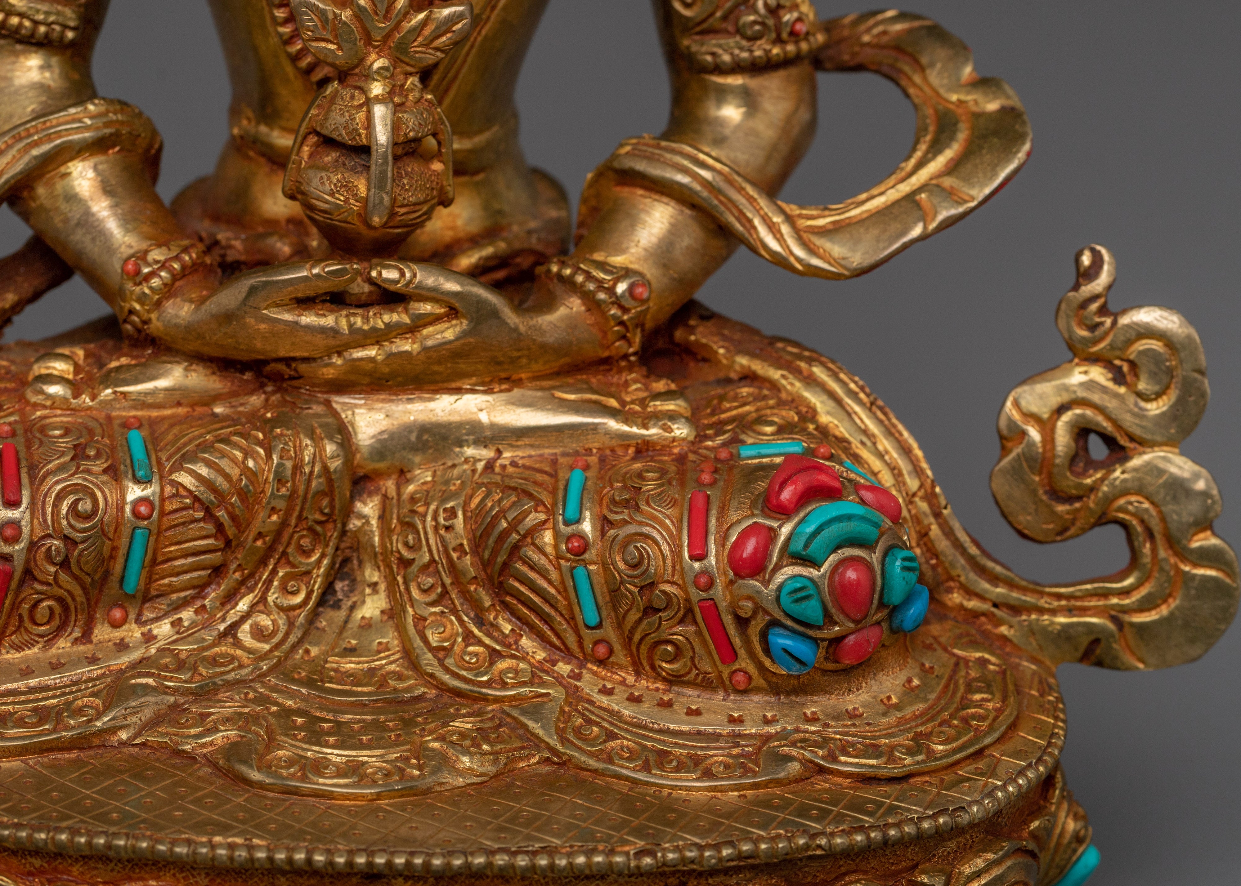 Golden Amitayus Figurine "Buddha of Infinite Light" | Home Decor for Meditation