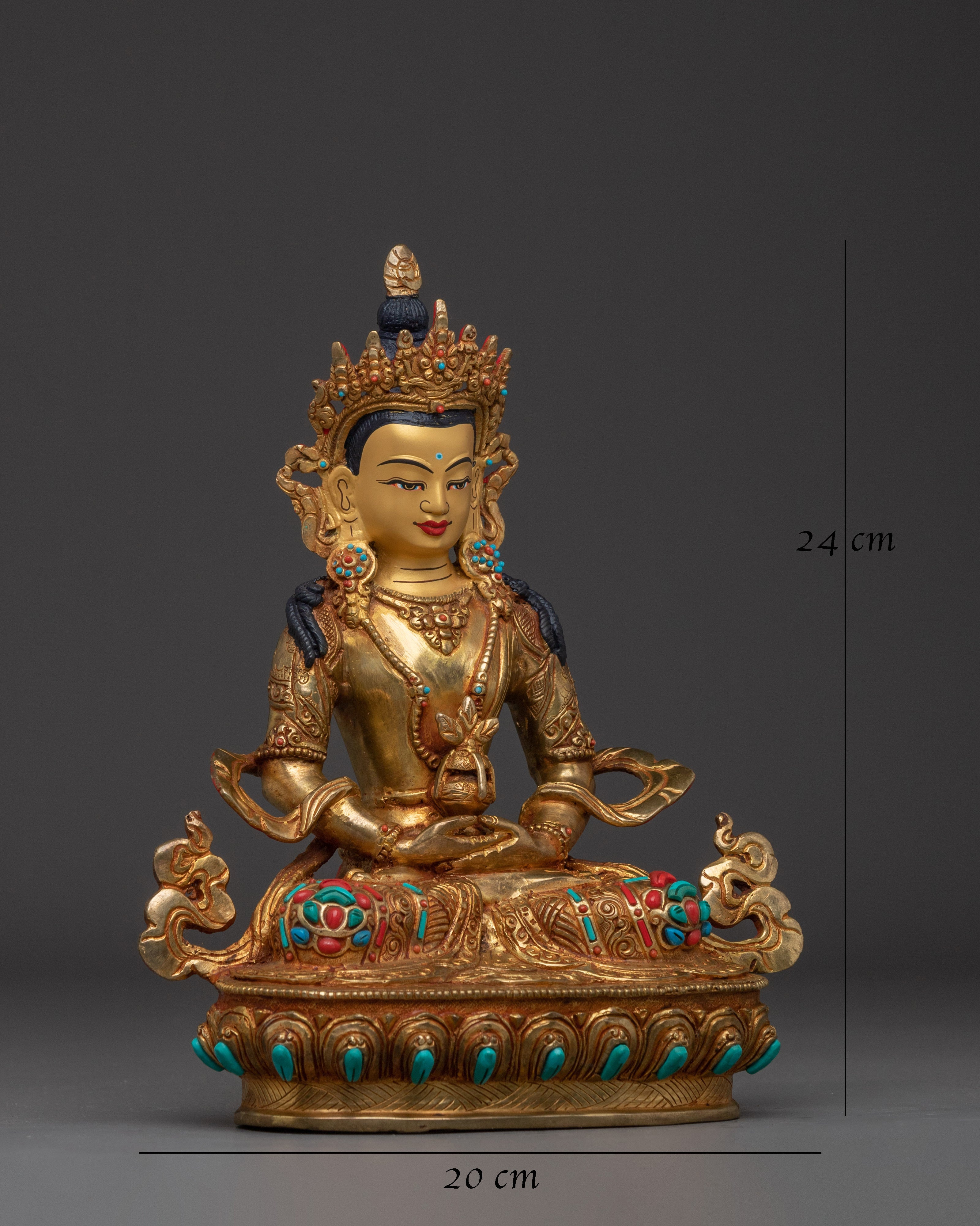 Golden Amitayus Figurine | Buddha of Infinite Light