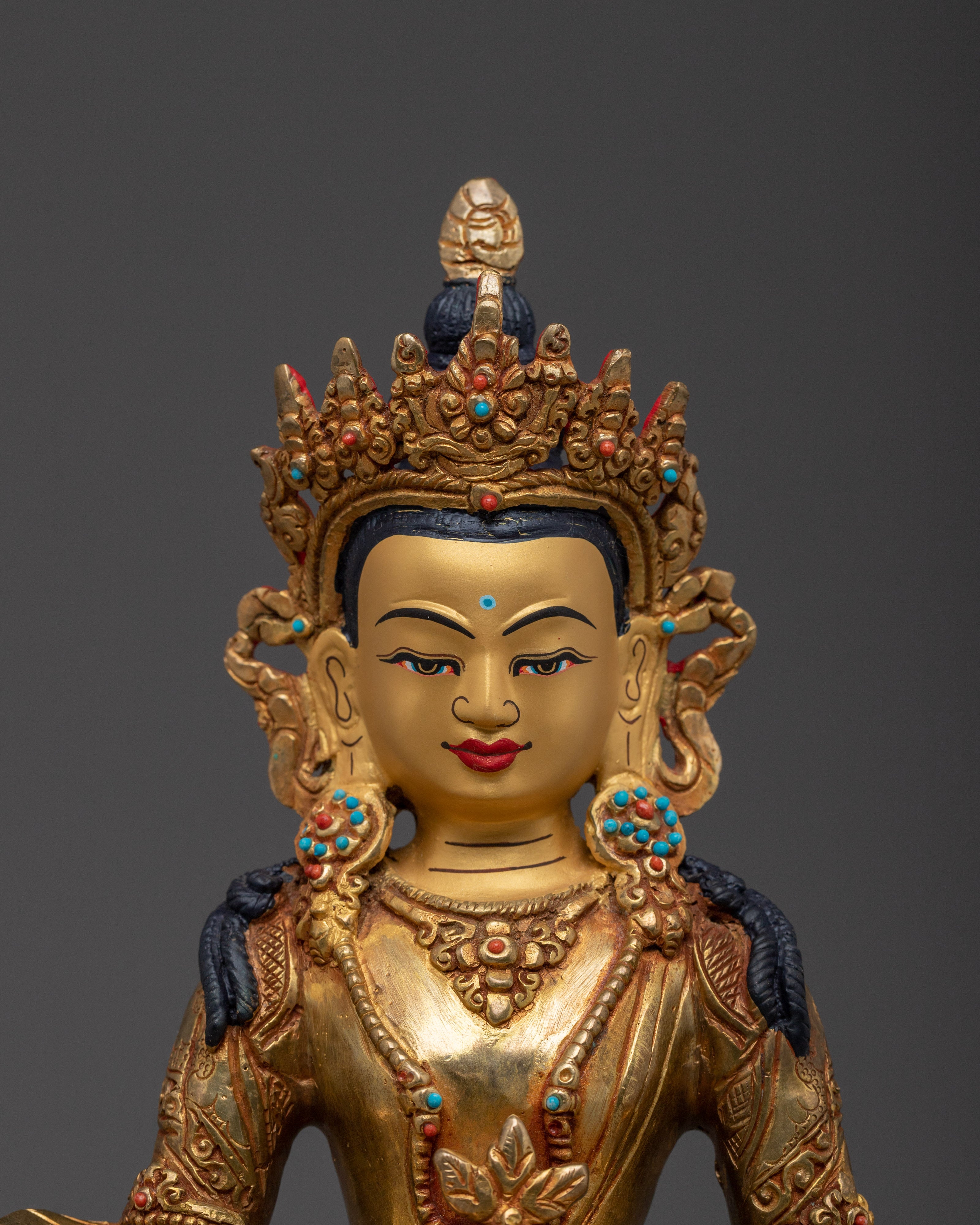 Golden Amitayus Figurine "Buddha of Infinite Light" | Home Decor for Meditation