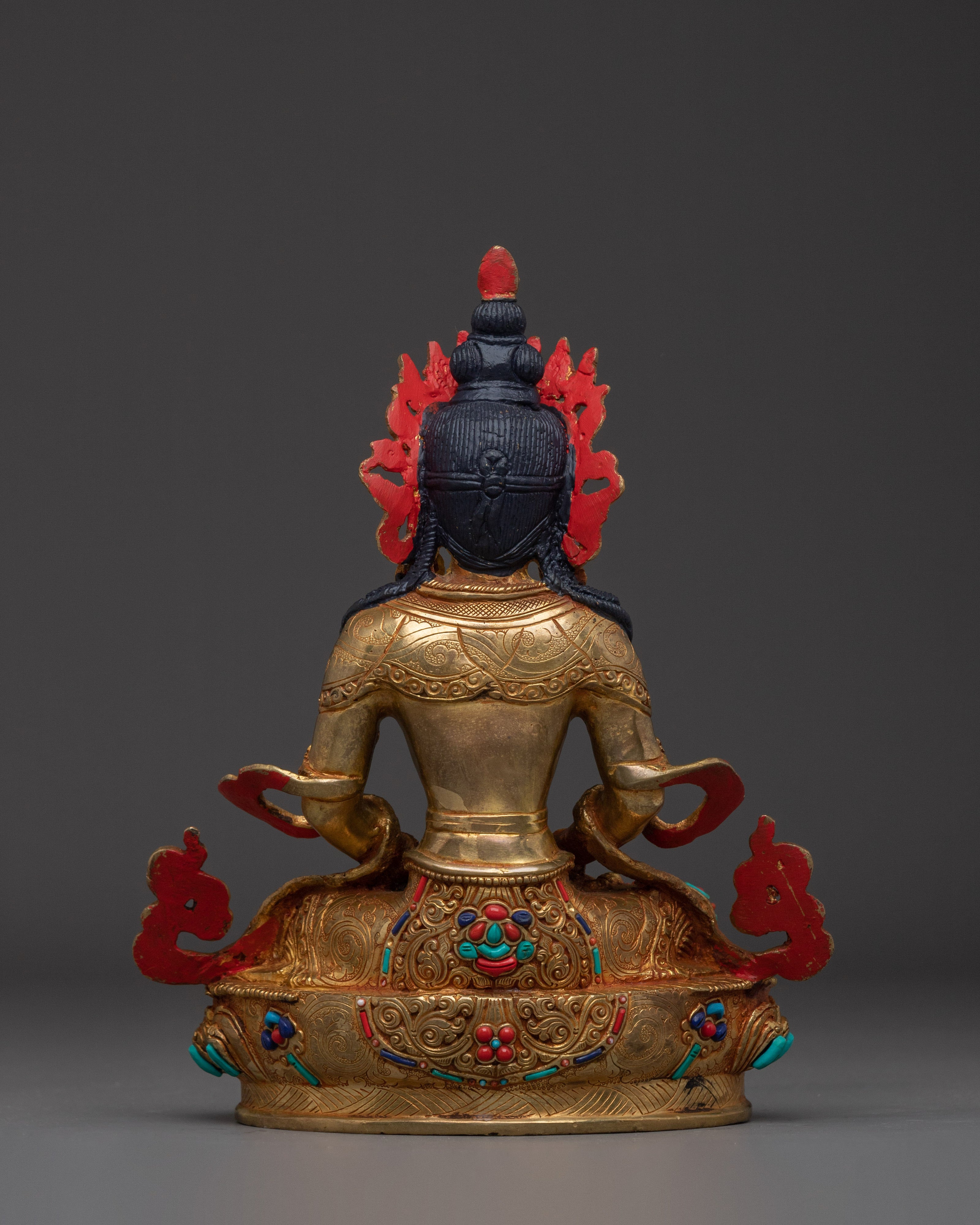 Golden Amitayus Figurine "Buddha of Infinite Light" | Home Decor for Meditation