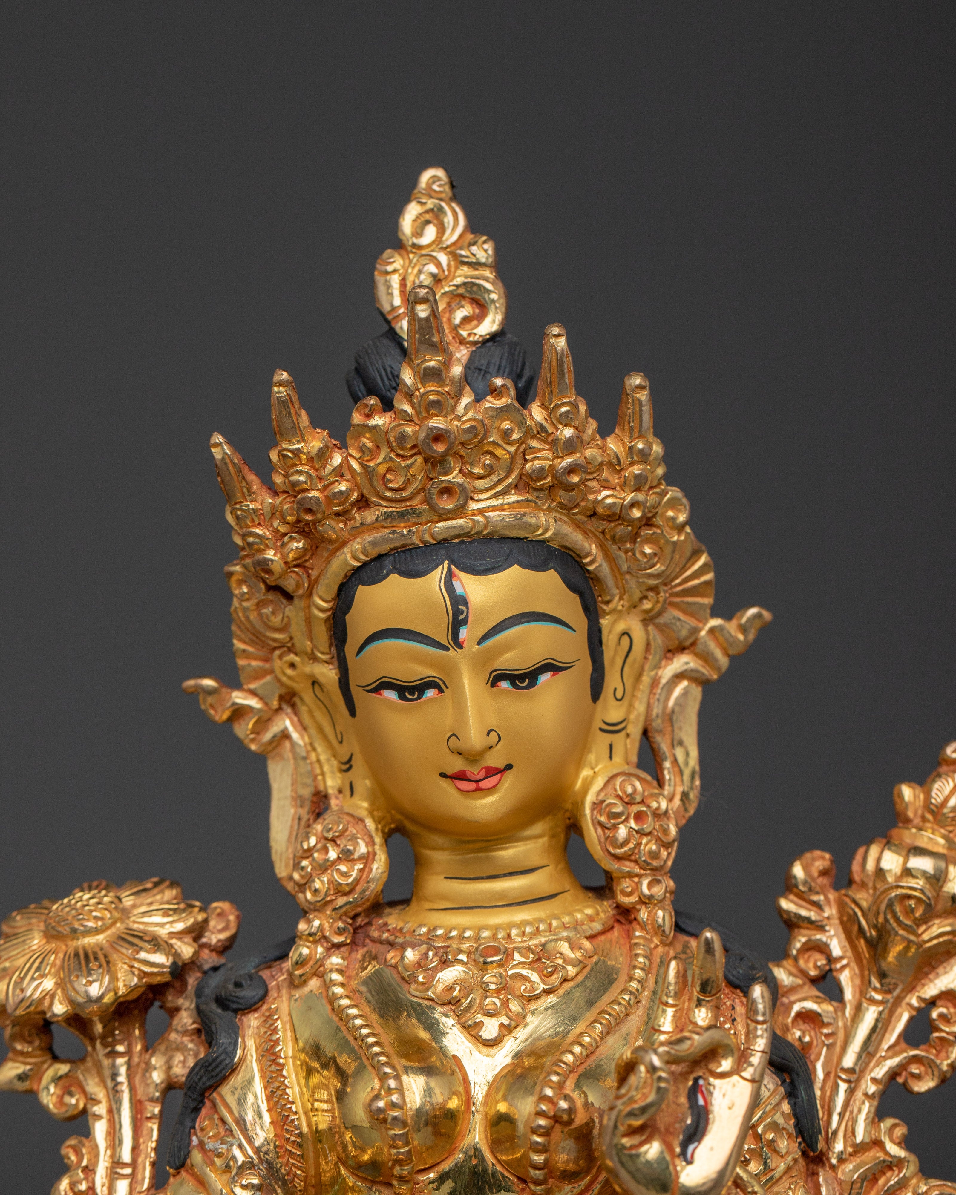 Goddess of Mercy Green Tara Art | Buddhist Deity of Compassion and Protection