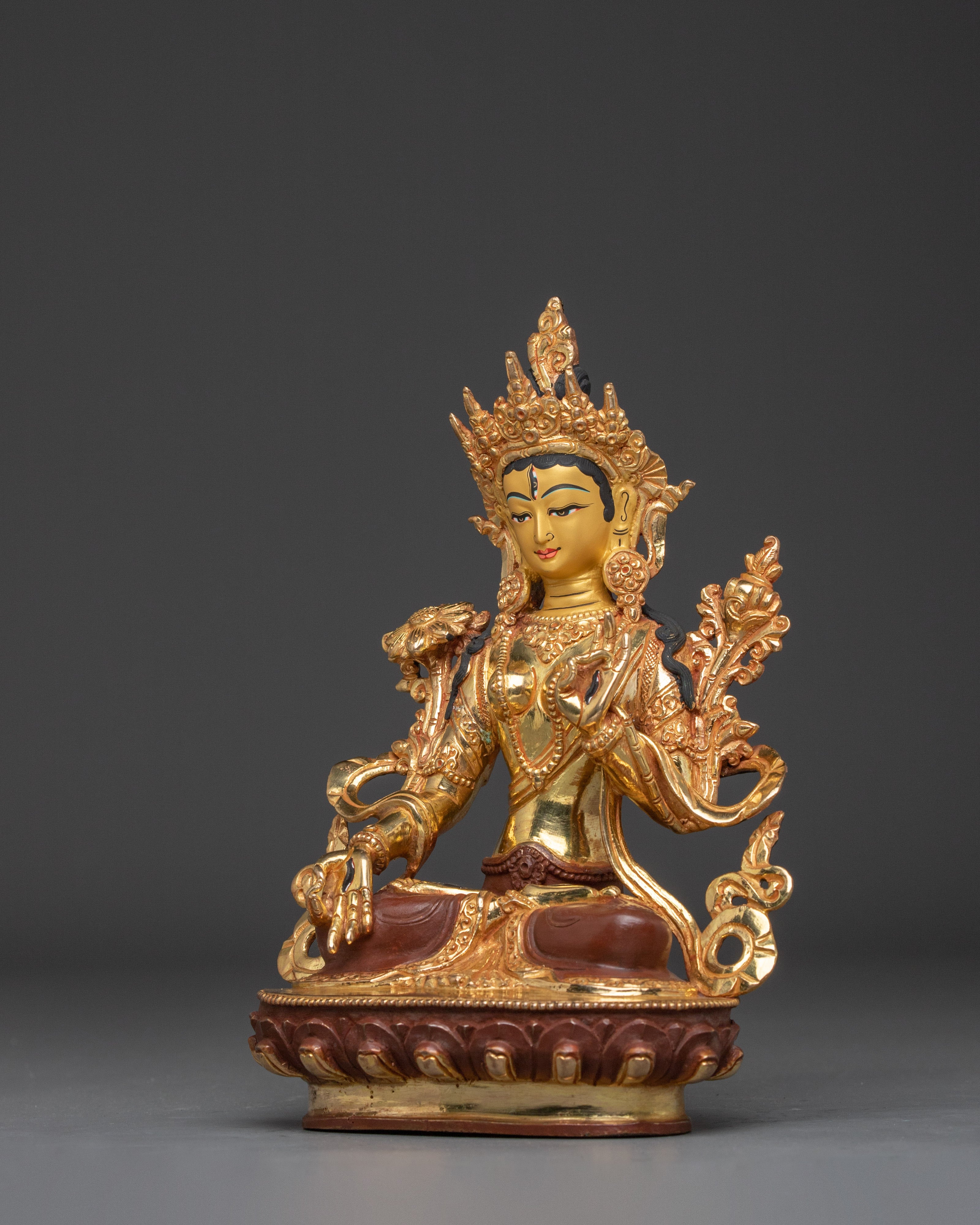 Goddess of Mercy Green Tara Art | Buddhist Deity of Compassion and Protection