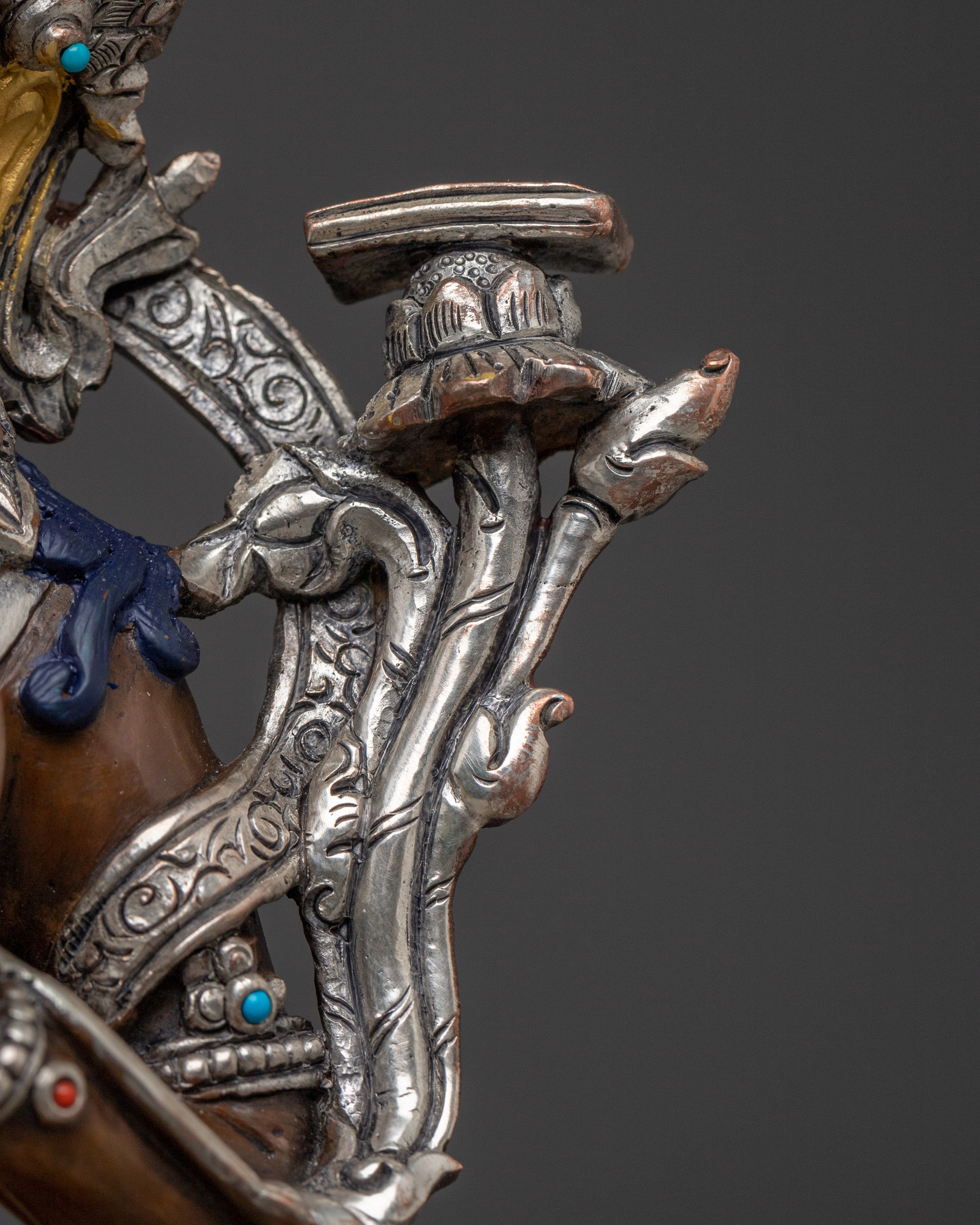 Handcrafted Manjushri Silver Plated Statue | Tibetan Deity of Wisdom and Insight