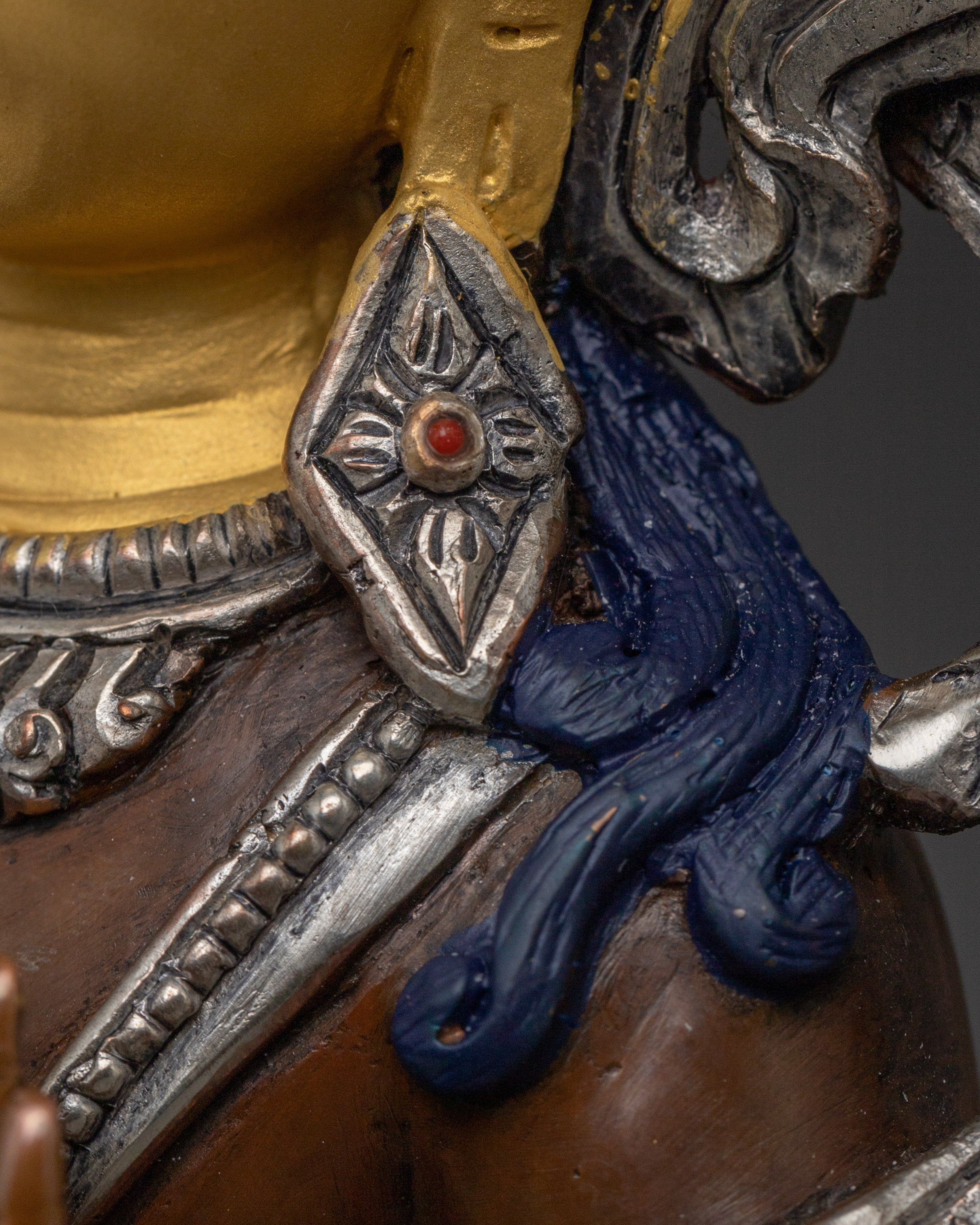 Handcrafted Manjushri Silver Plated Statue | Tibetan Deity of Wisdom and Insight