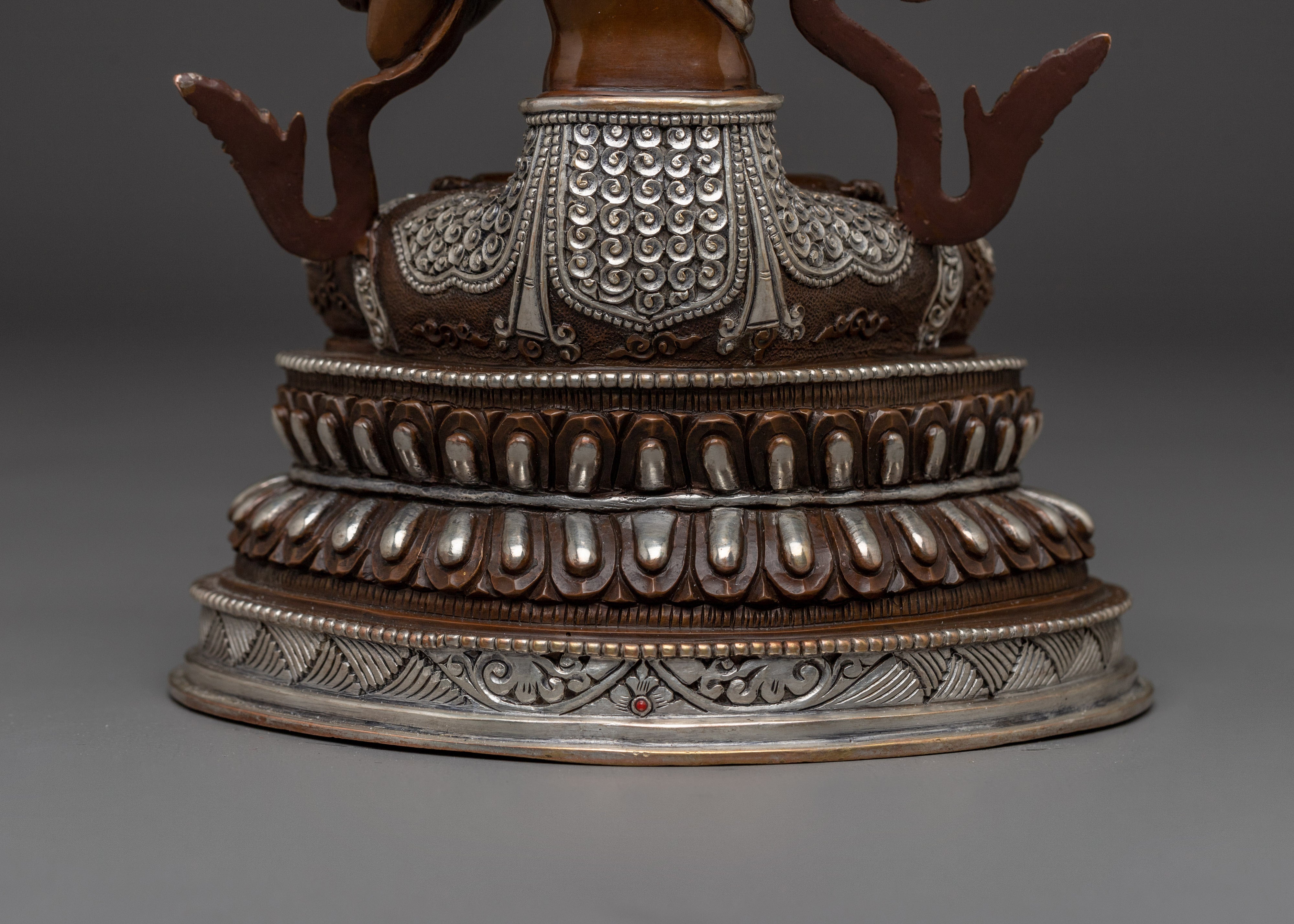 Handcrafted Manjushri Silver Plated Statue | Tibetan Deity of Wisdom and Insight