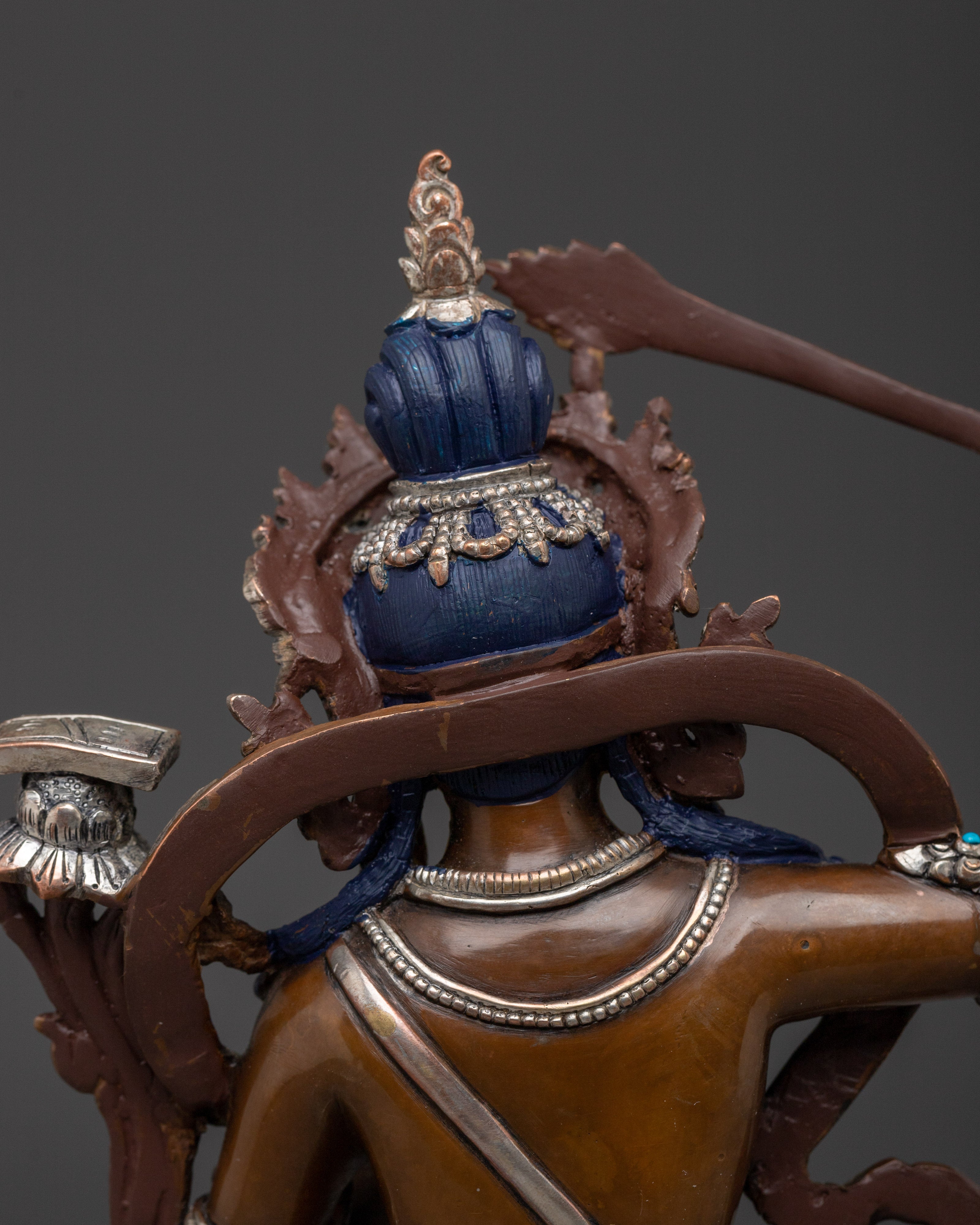 Handcrafted Manjushri Silver Plated Statue | Tibetan Deity of Wisdom and Insight