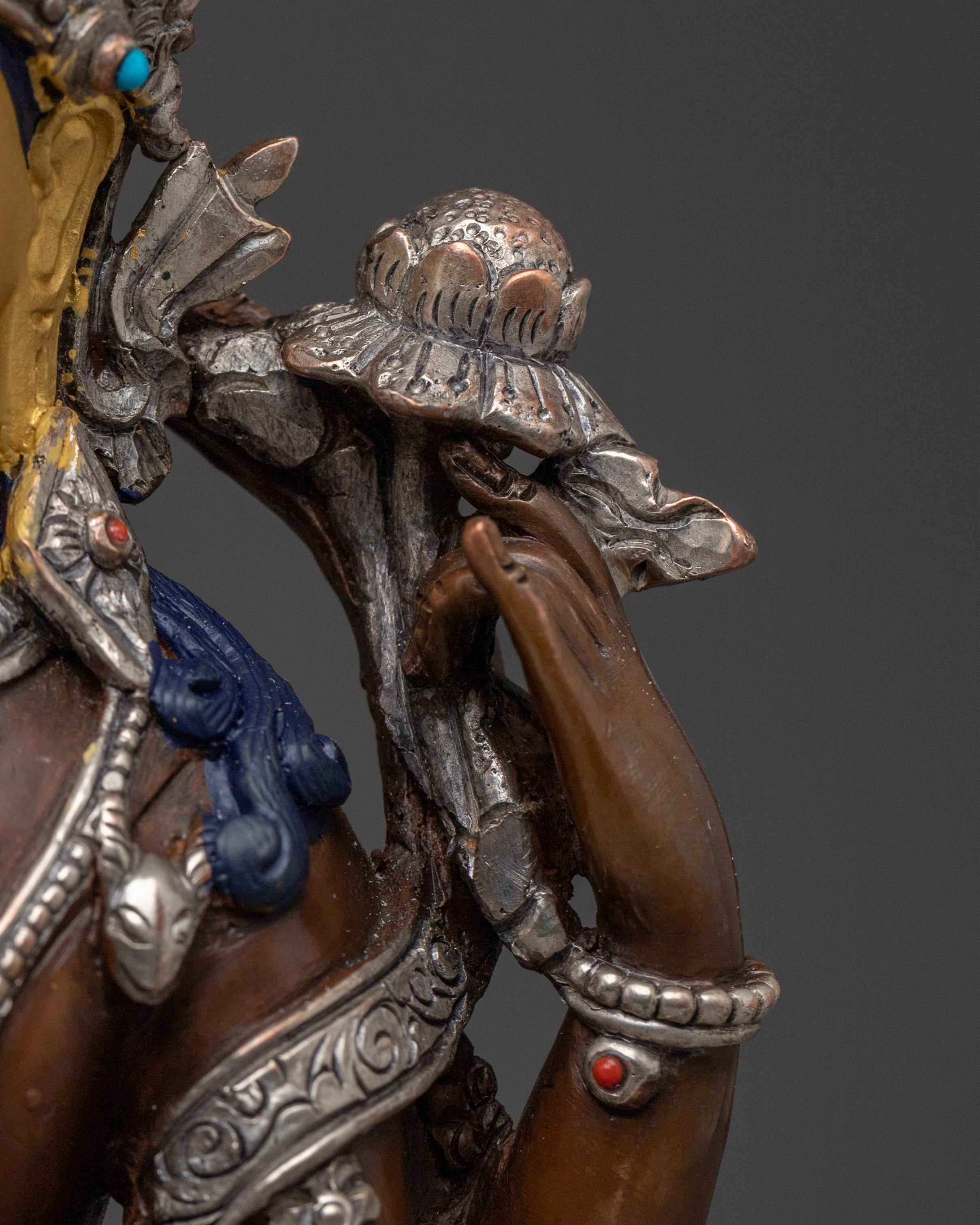 Compassion Chenrezig Oxidized Copper Statue | Tibetan Deity of Compassion and Mercy