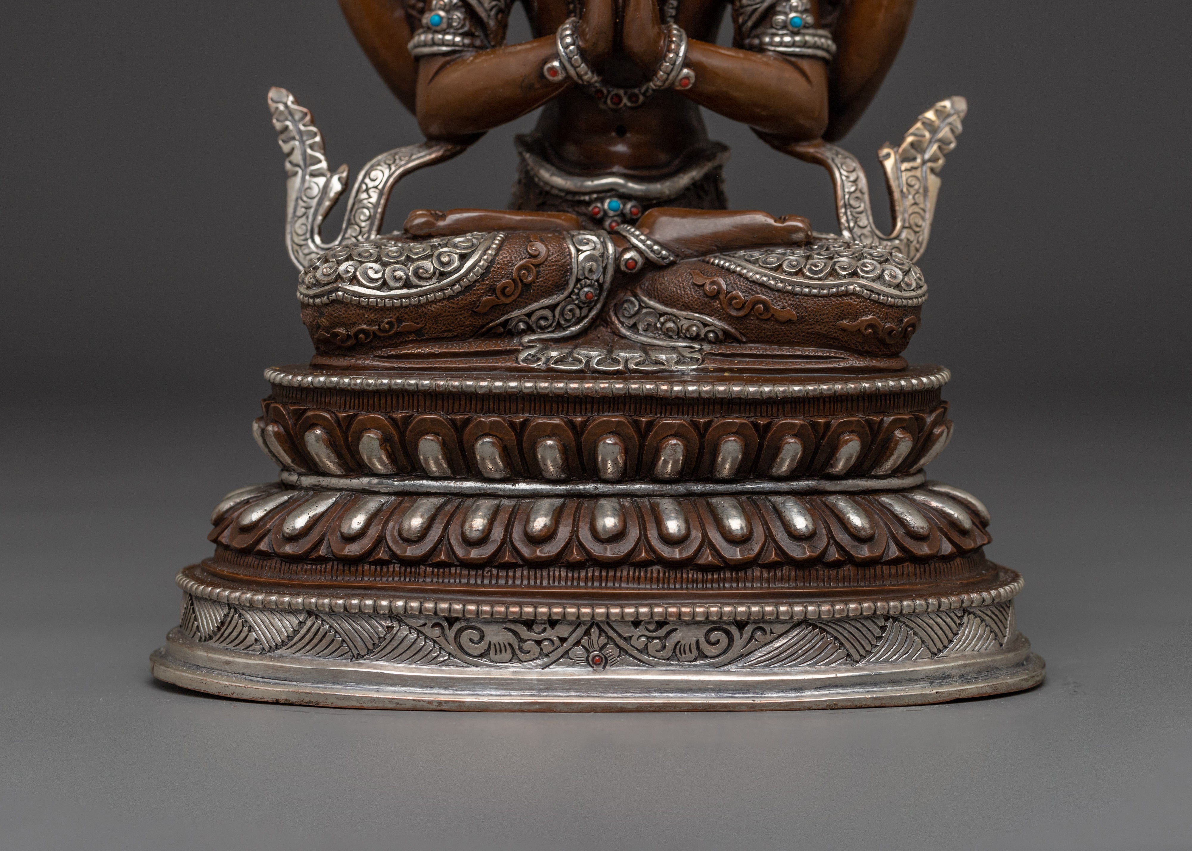 Compassion Chenrezig Oxidized Copper Statue | Tibetan Deity of Compassion and Mercy