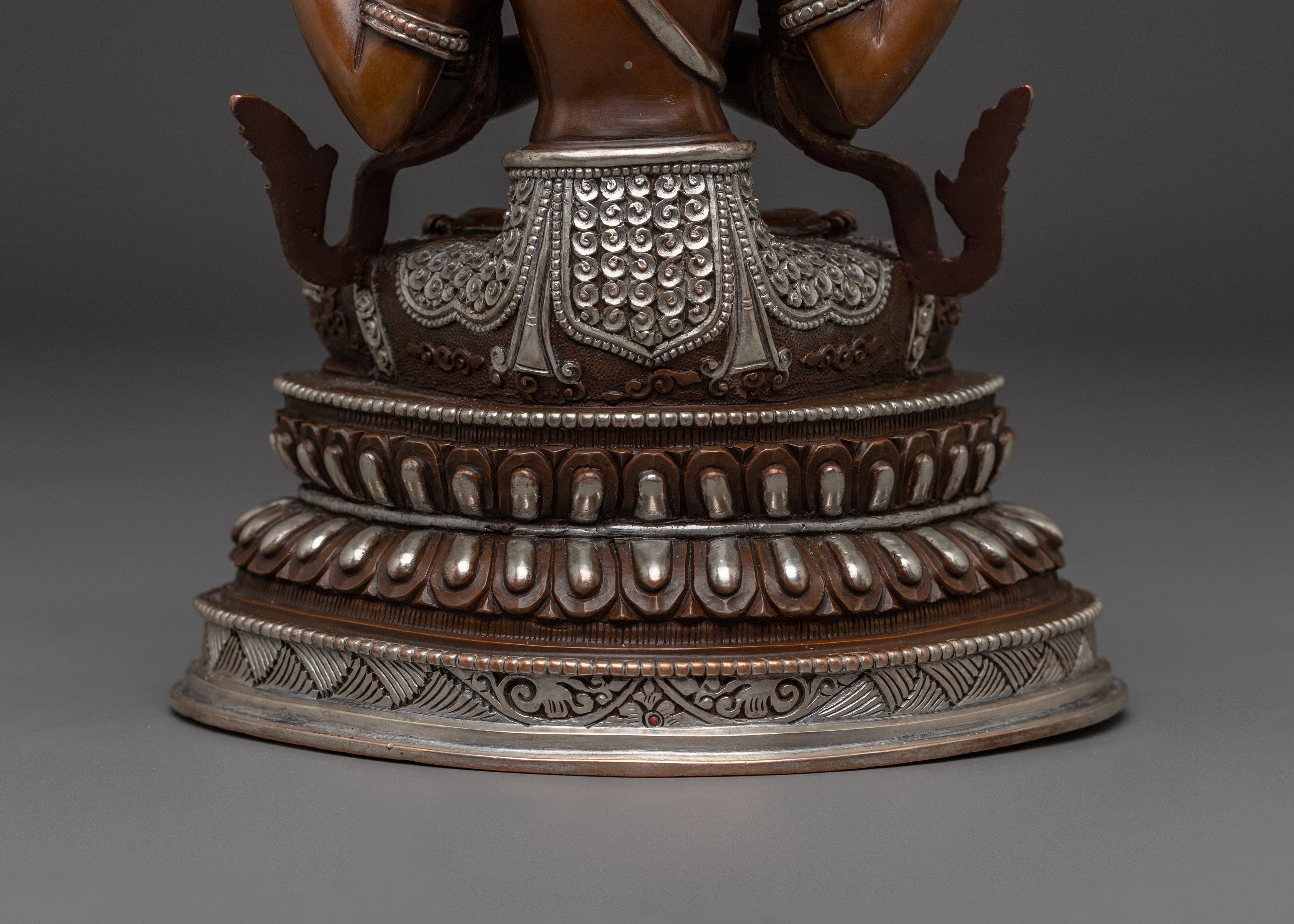 Compassion Chenrezig Oxidized Copper Statue | Tibetan Deity of Compassion and Mercy