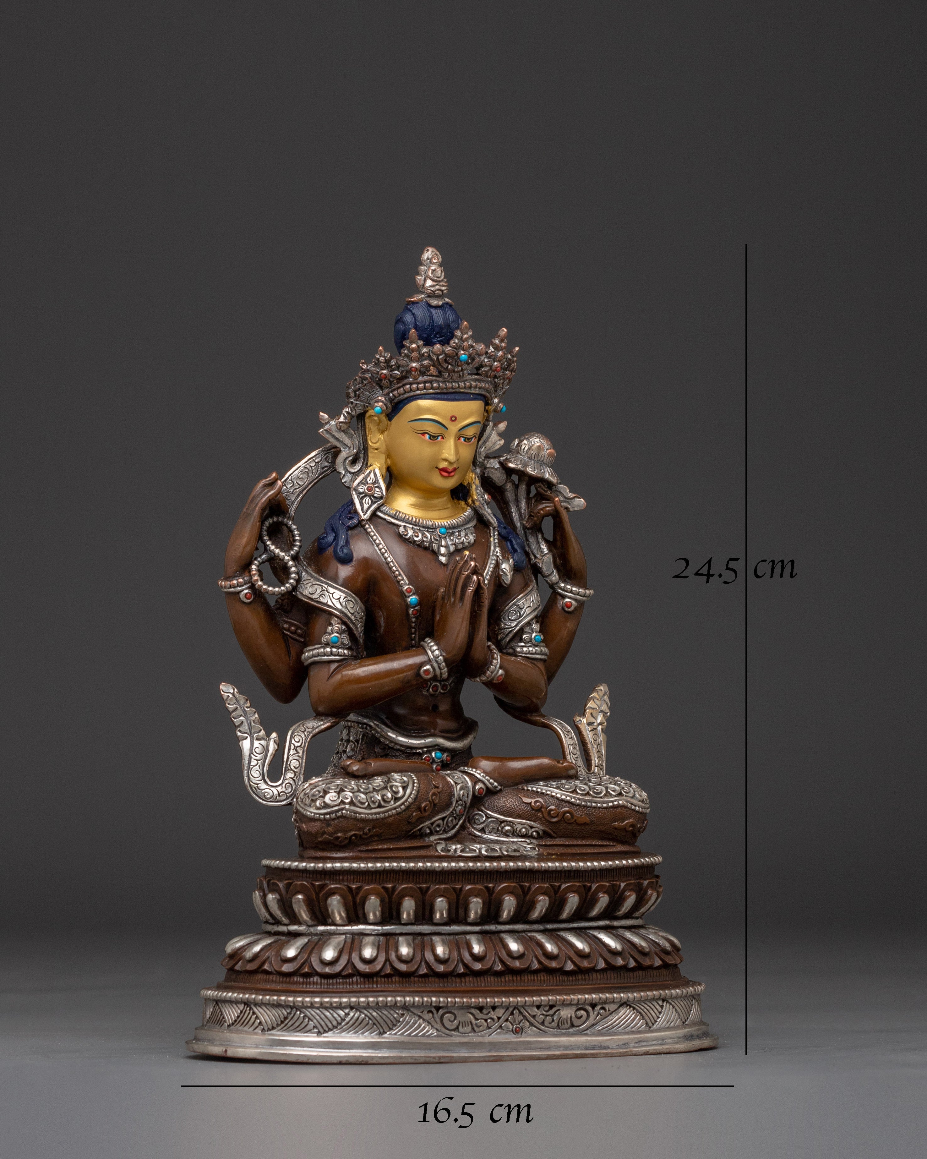 Chenrezig Oxidized Copper Statue