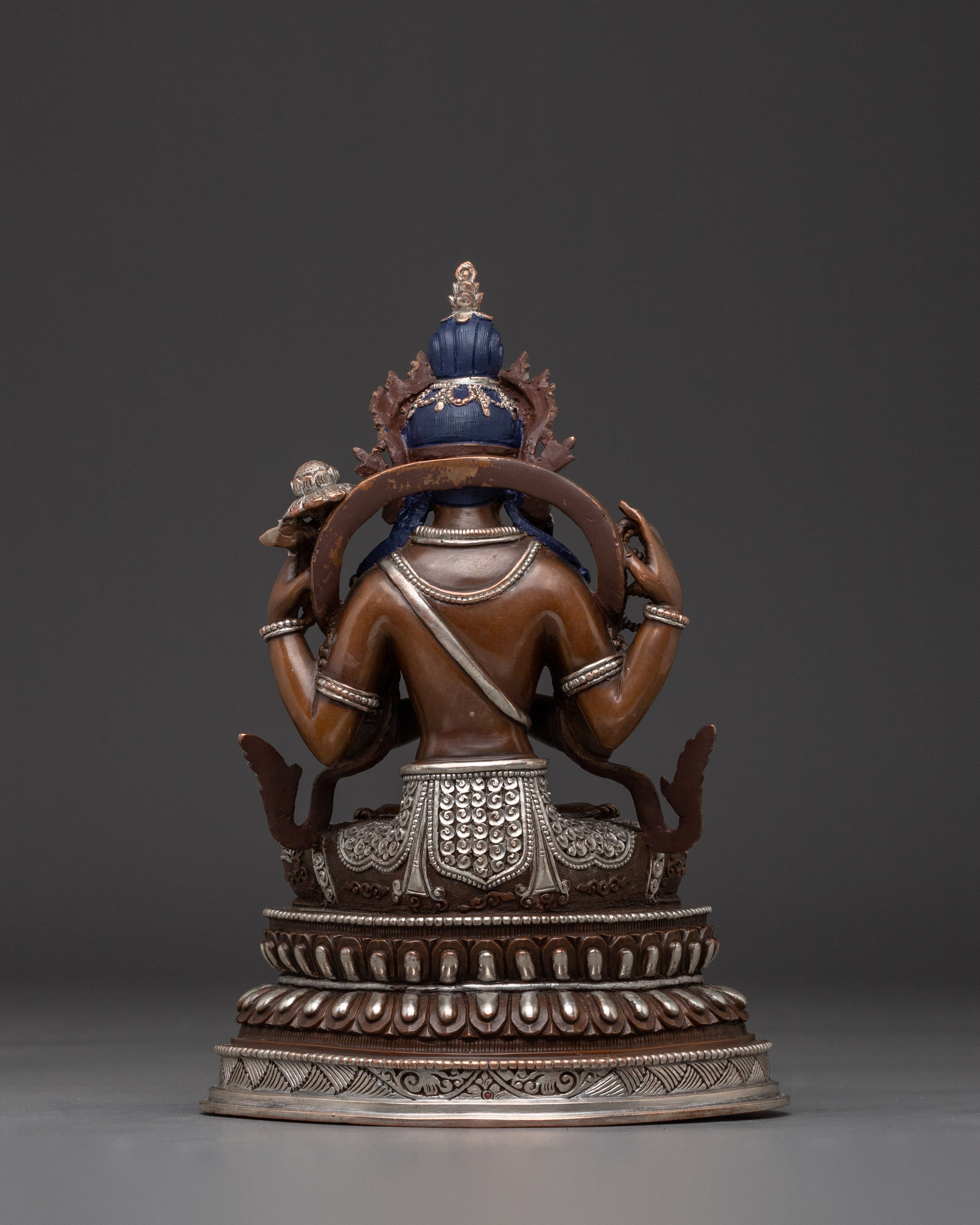 Compassion Chenrezig Oxidized Copper Statue | Tibetan Deity of Compassion and Mercy