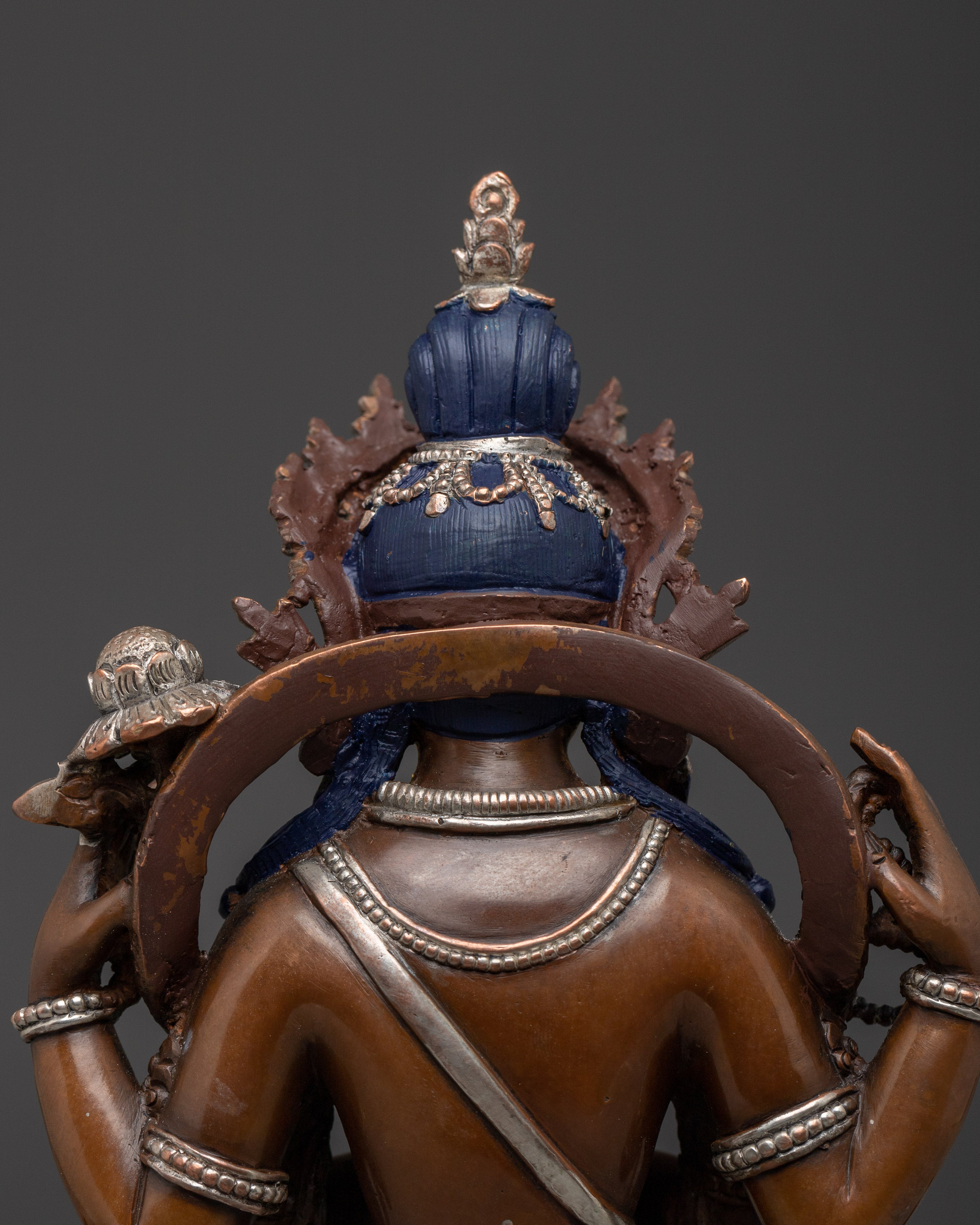 Compassion Chenrezig Oxidized Copper Statue | Tibetan Deity of Compassion and Mercy