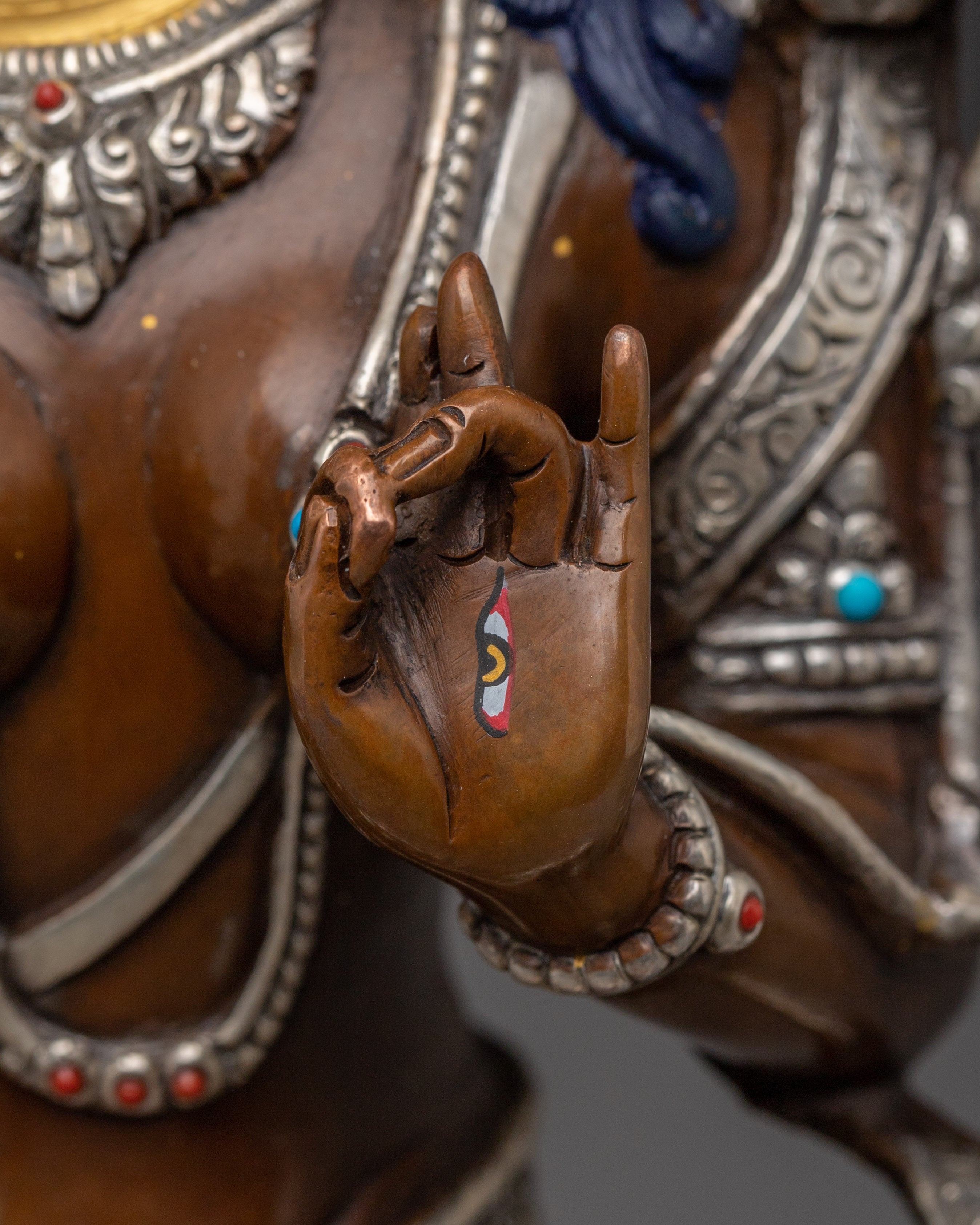 Longevity White Tara Oxidized Copper Statue | Tibetan Goddess of Compassion