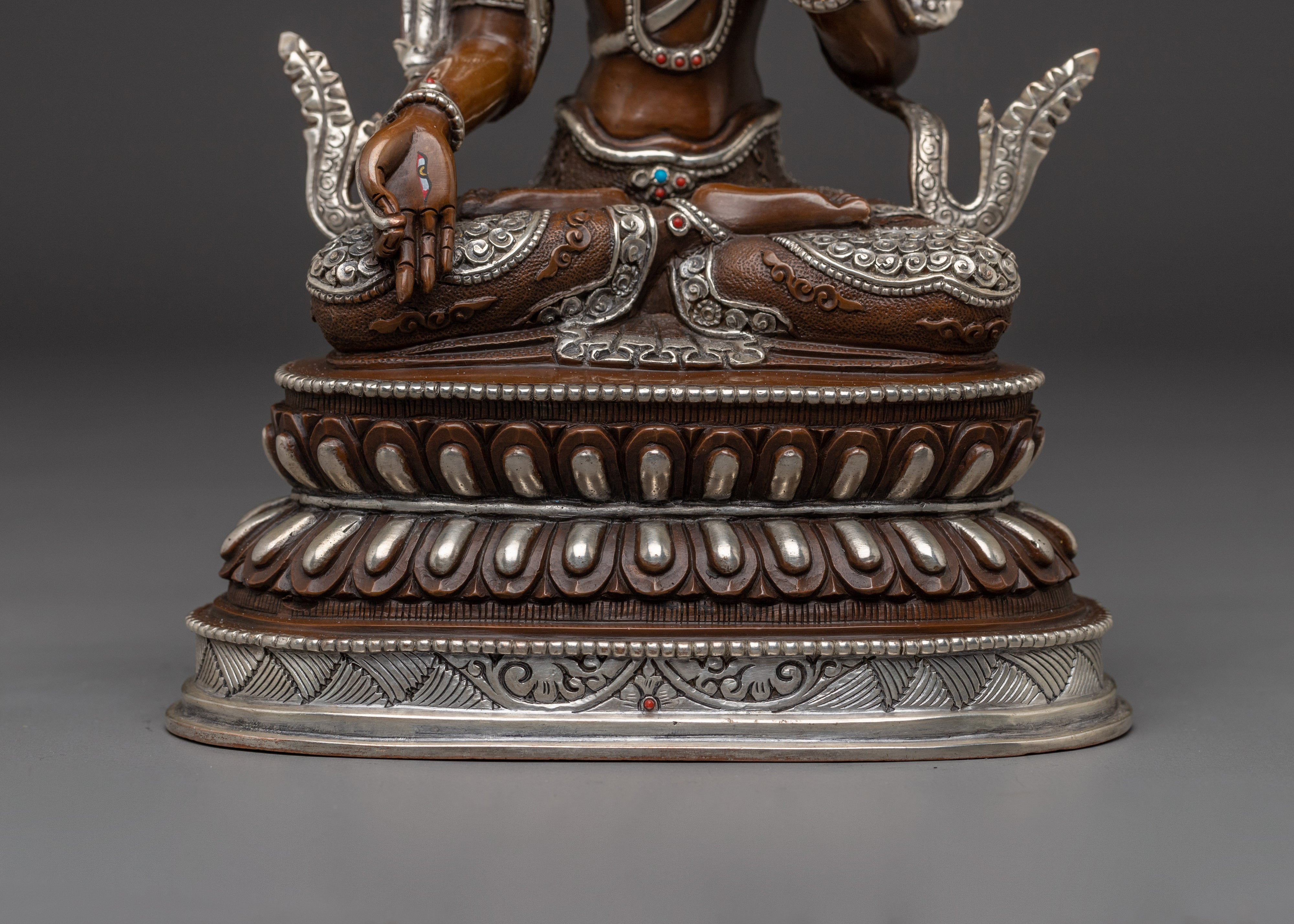 Longevity White Tara Oxidized Copper Statue | Tibetan Goddess of Compassion