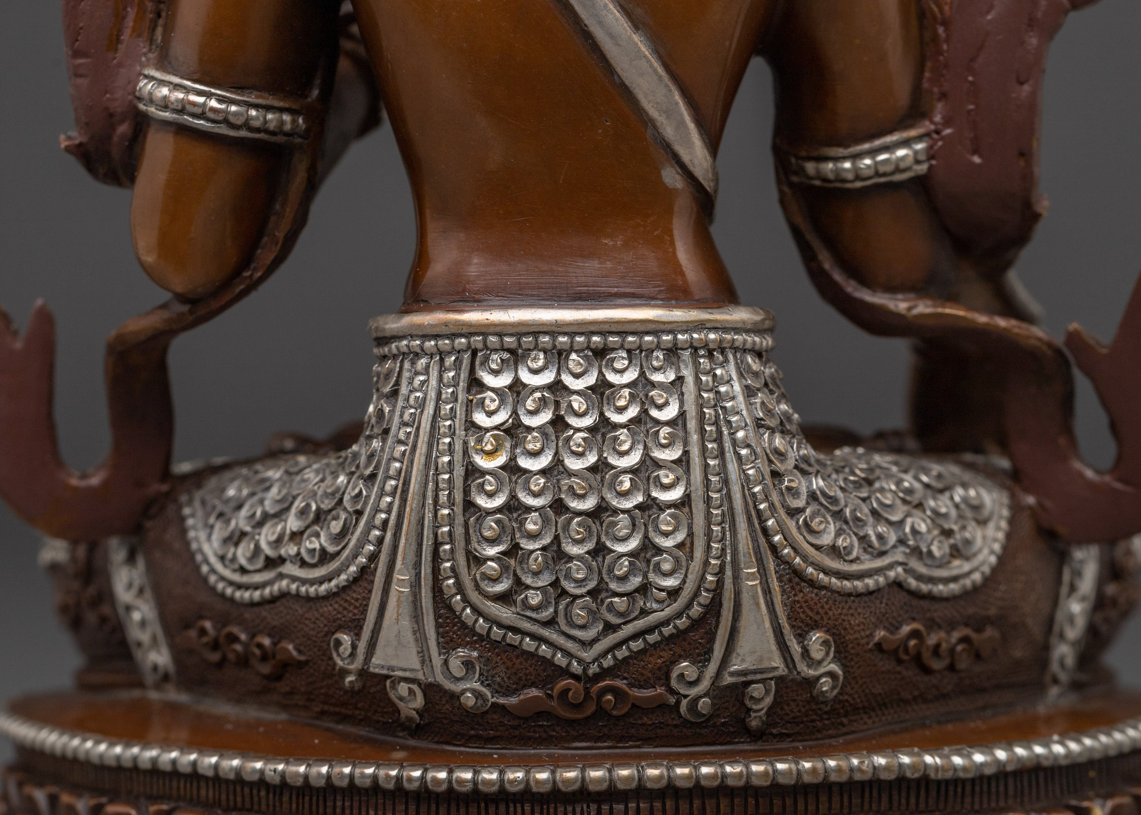 Longevity White Tara Oxidized Copper Statue | Tibetan Goddess of Compassion