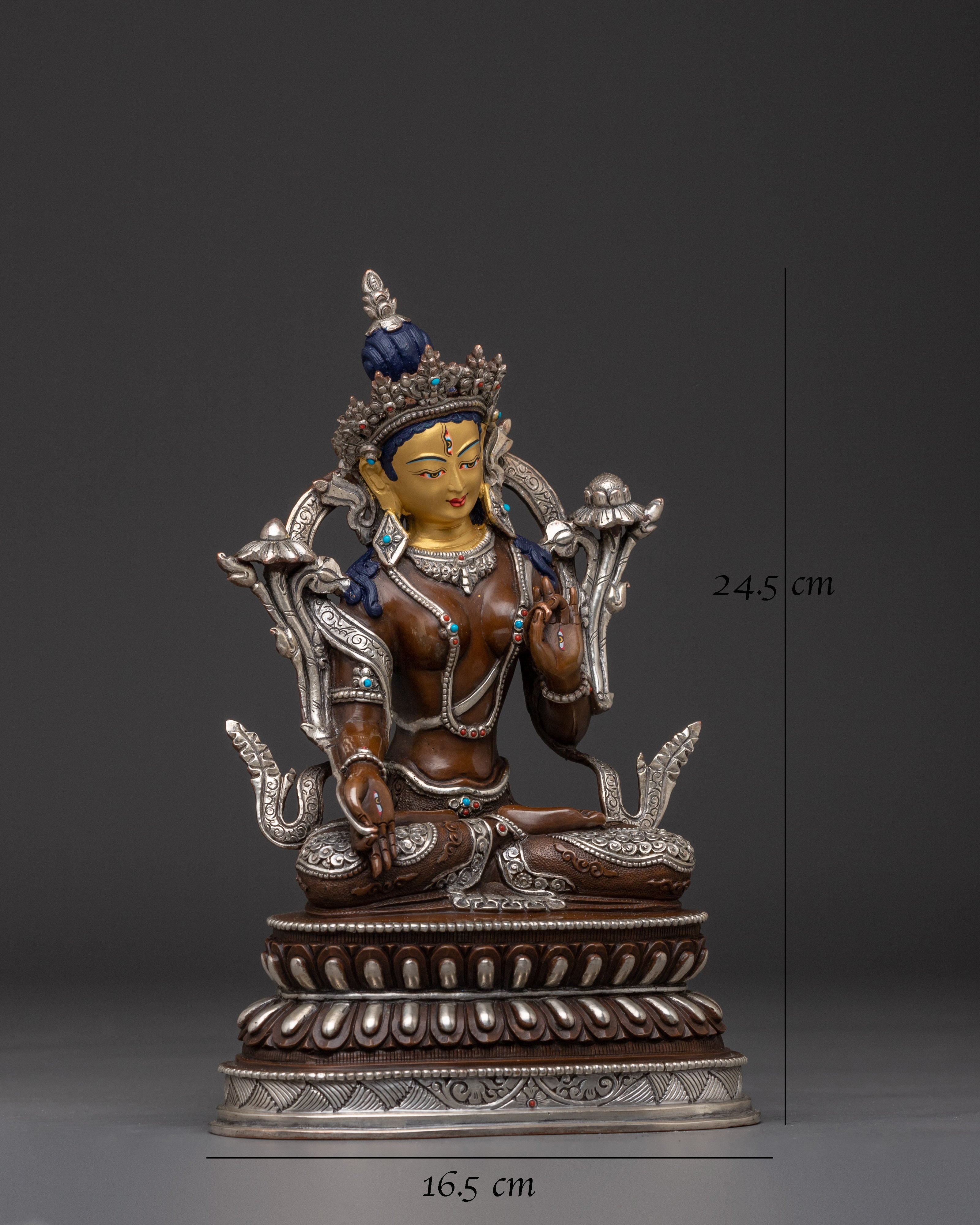 White Tara Oxidized Copper Statue