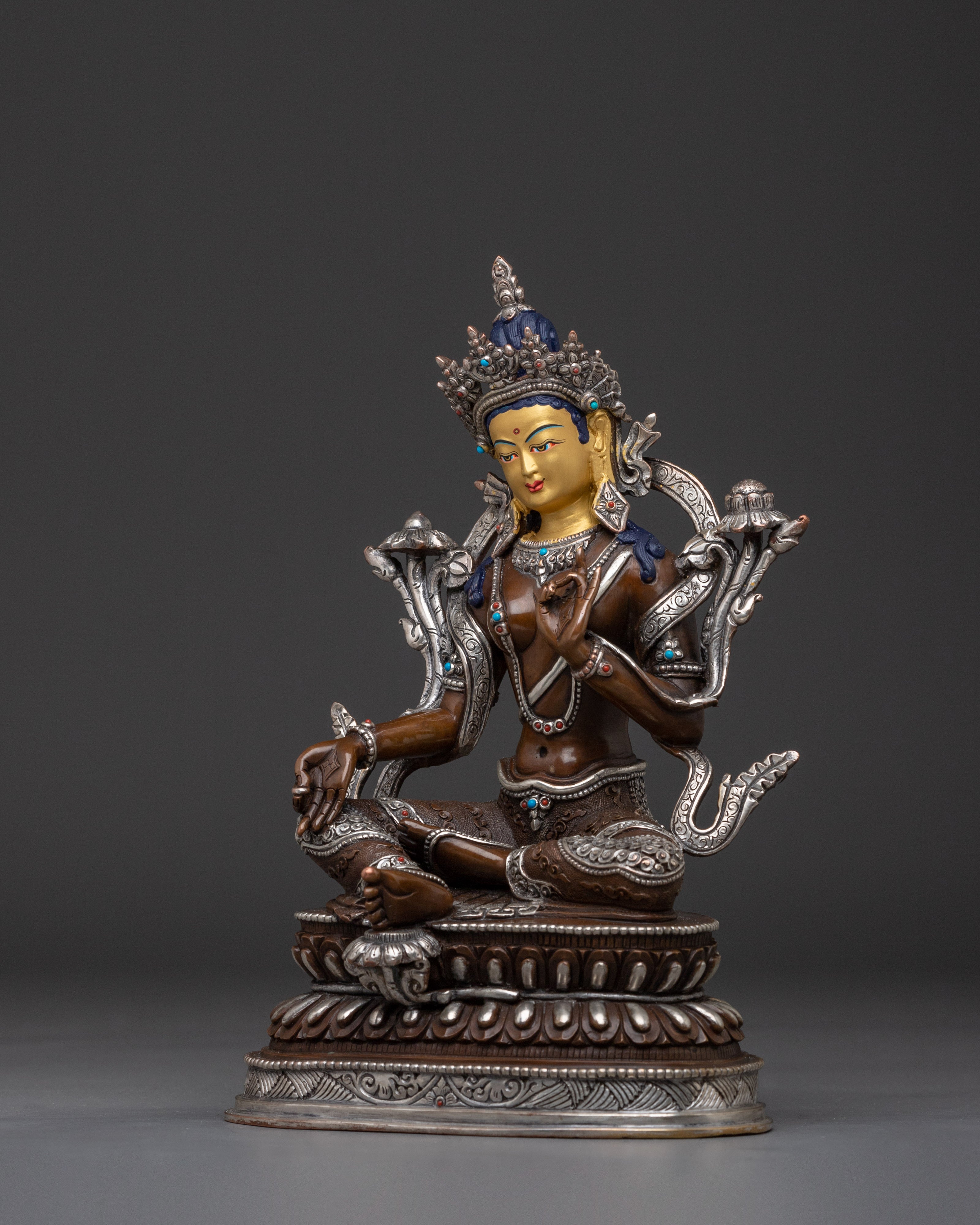 Handmade Compassionate Goddess Green Tara Art | Shyama Tara Statue