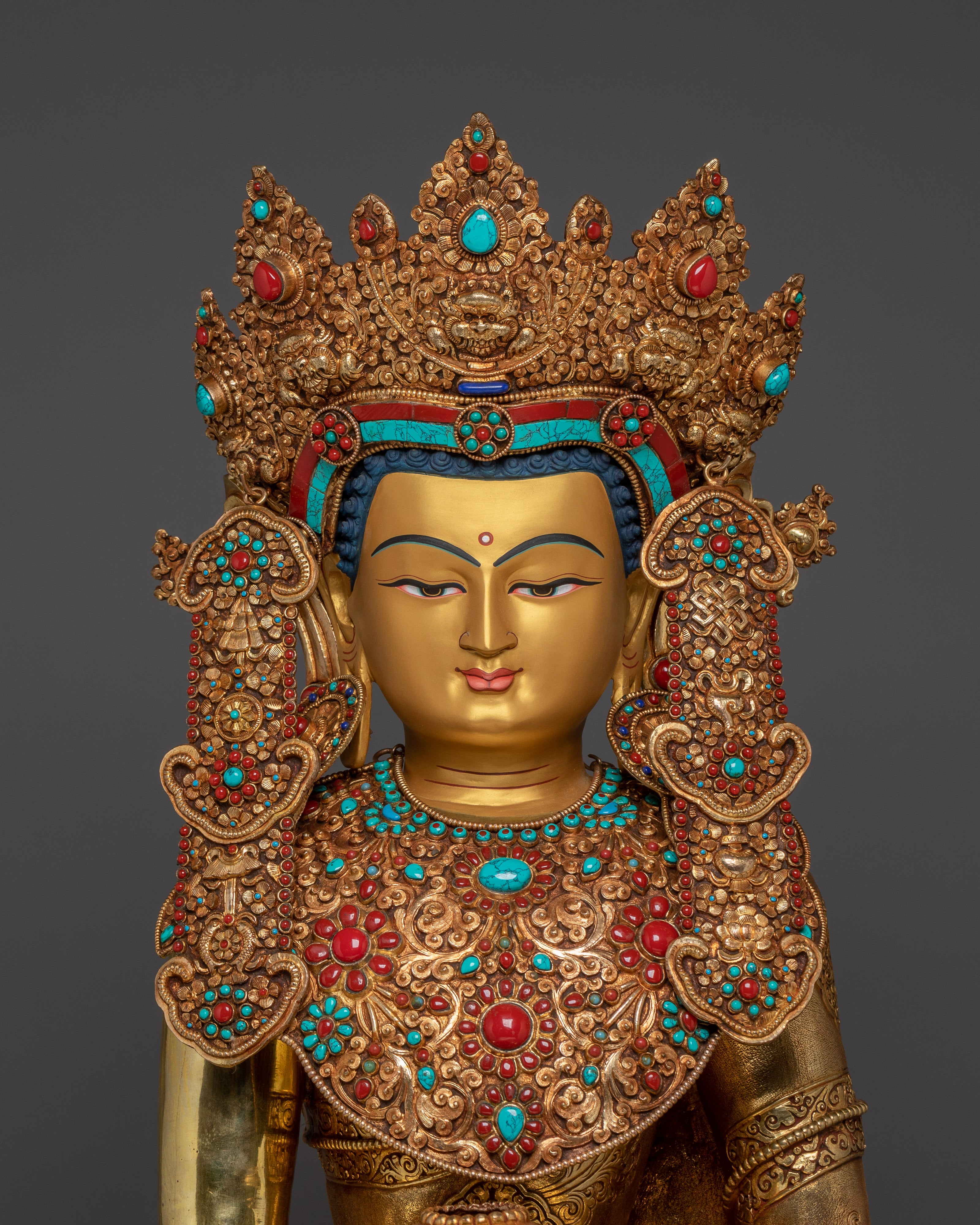Crown Shakyamuni Buddha Statue | Traditional Figure