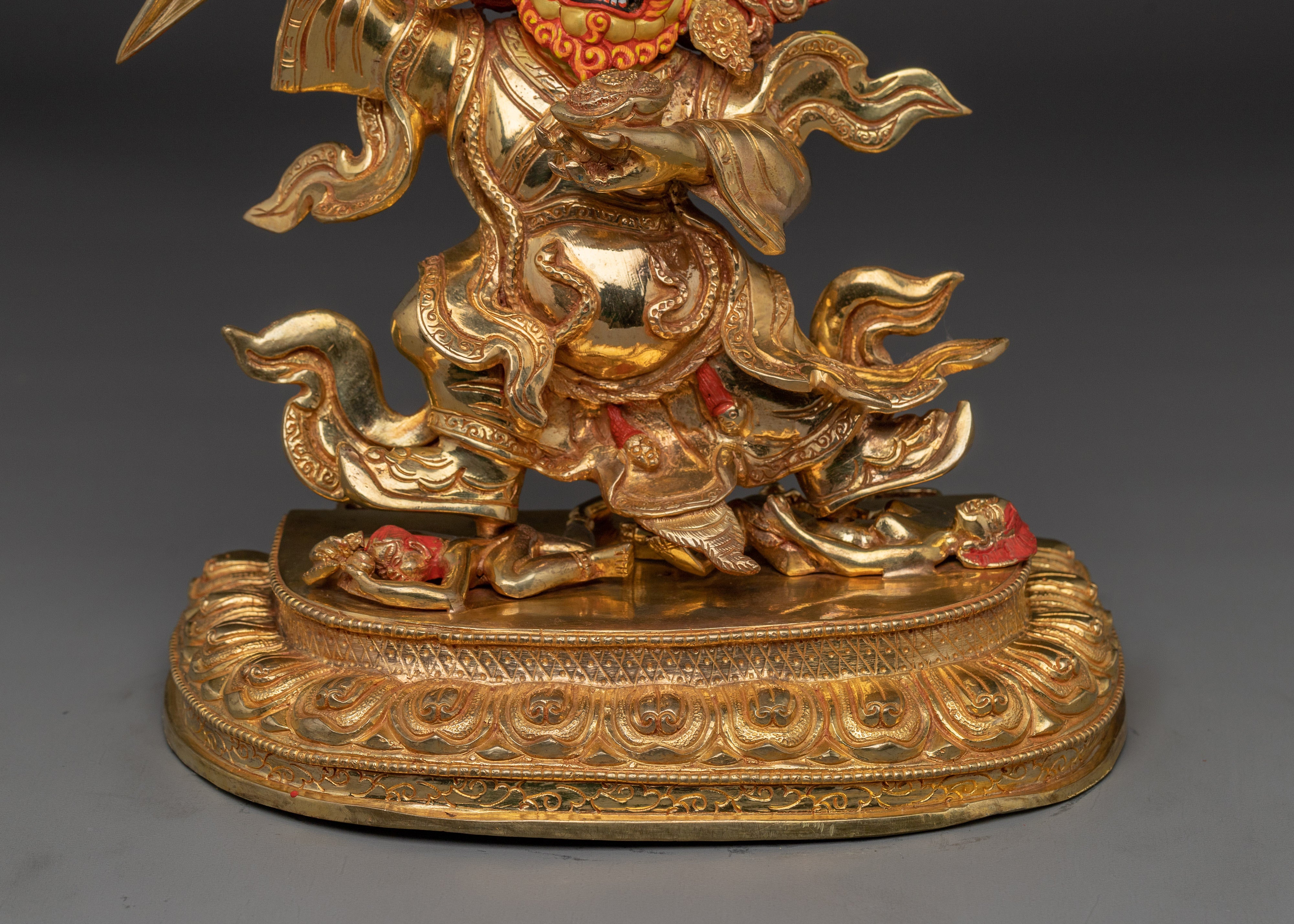 Golden Wrathful Mahakala Statue | Guardian of the Dharma