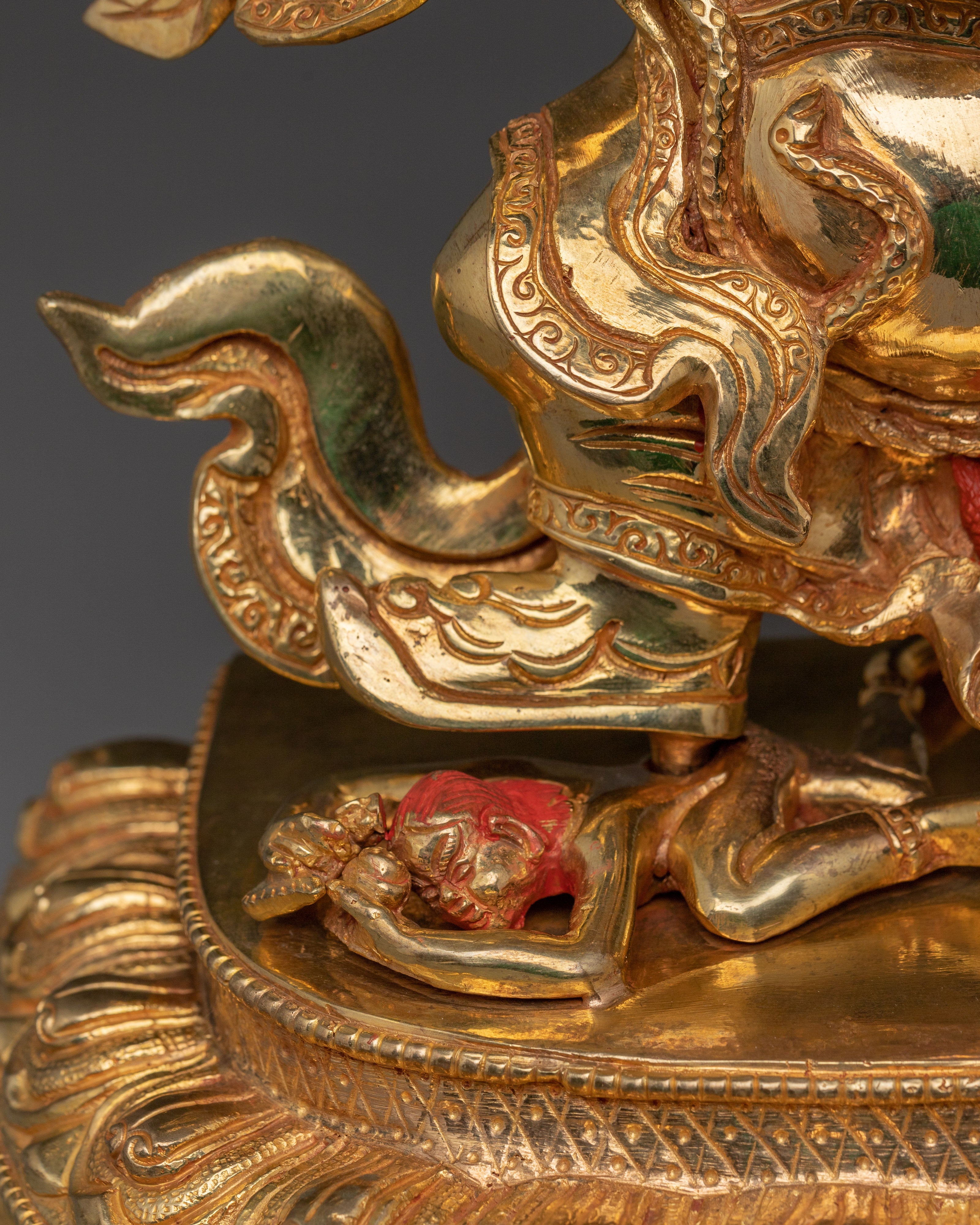 Golden Wrathful Mahakala Statue | Guardian of the Dharma