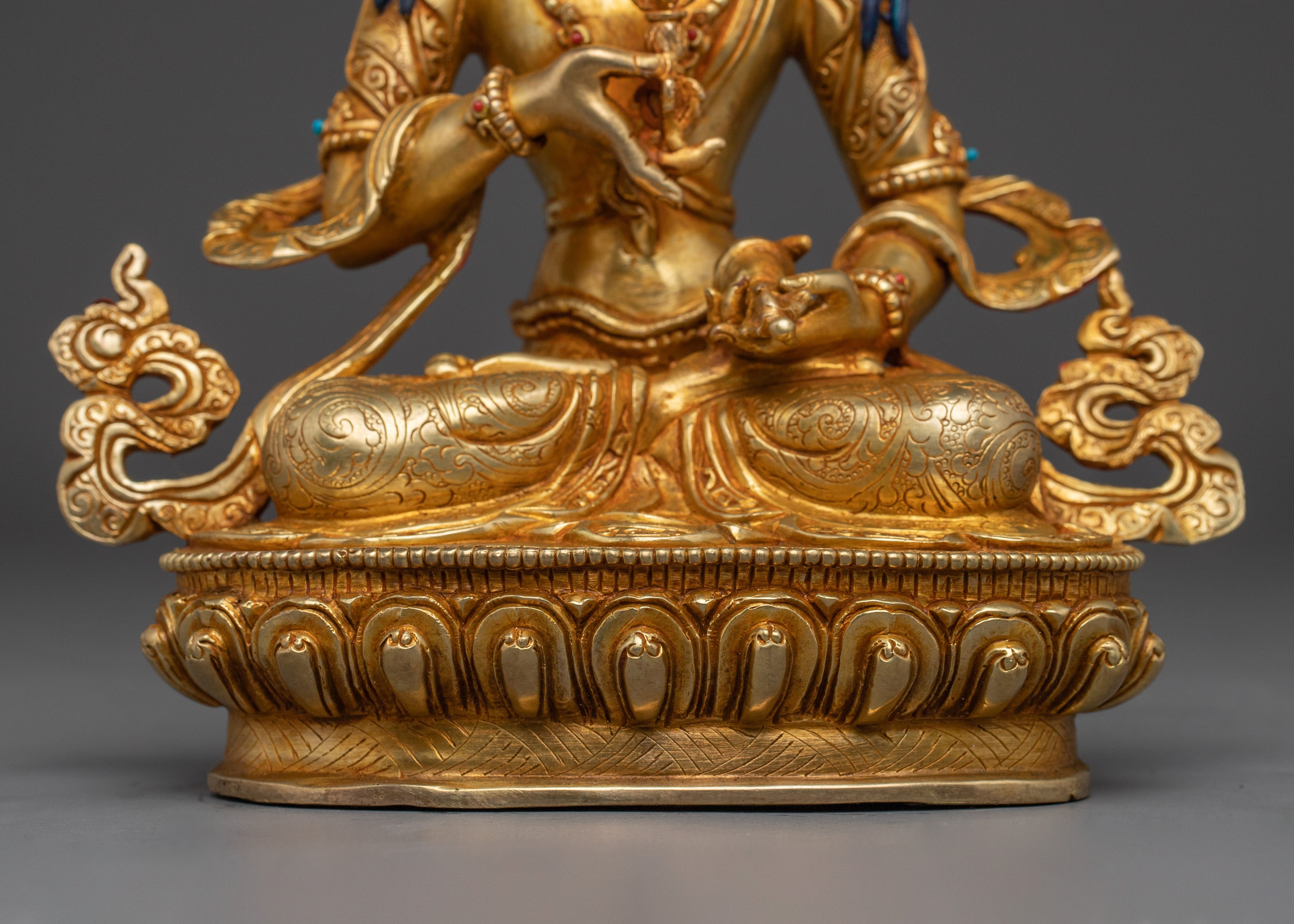 Tibetan 24K Gold Gilded Vajrasattva statue | Copper Buddhist Sculpture Spiritual Decor