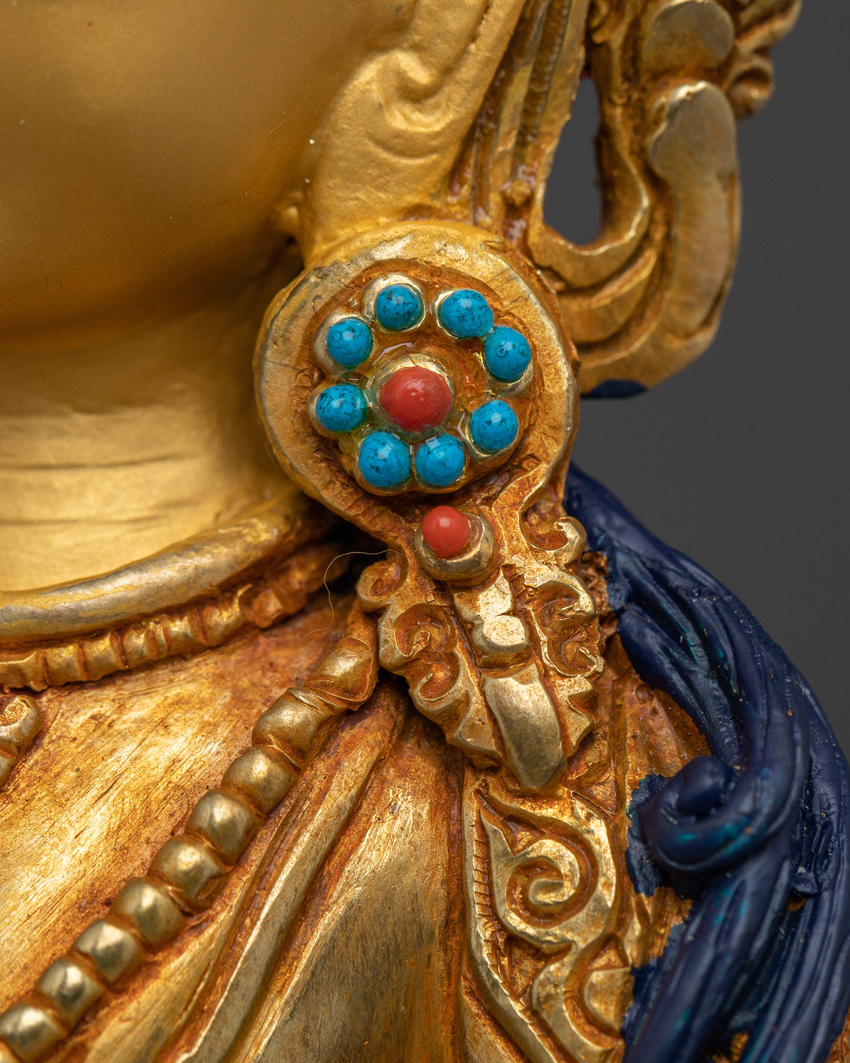 Tibetan 24K Gold Gilded Vajrasattva statue | Copper Buddhist Sculpture Spiritual Decor